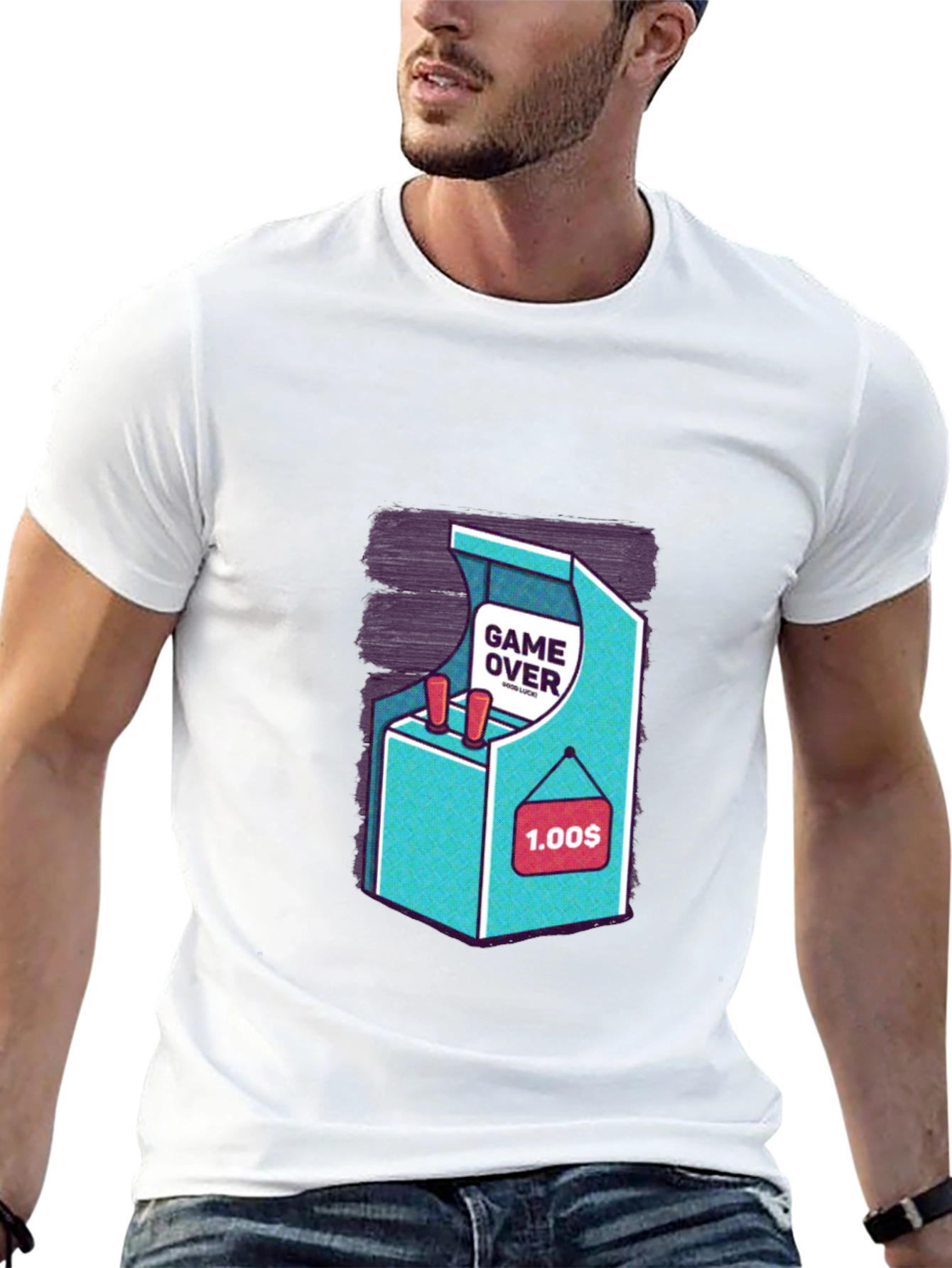 Black Retro Arcade Game Over T-Shirt view 13