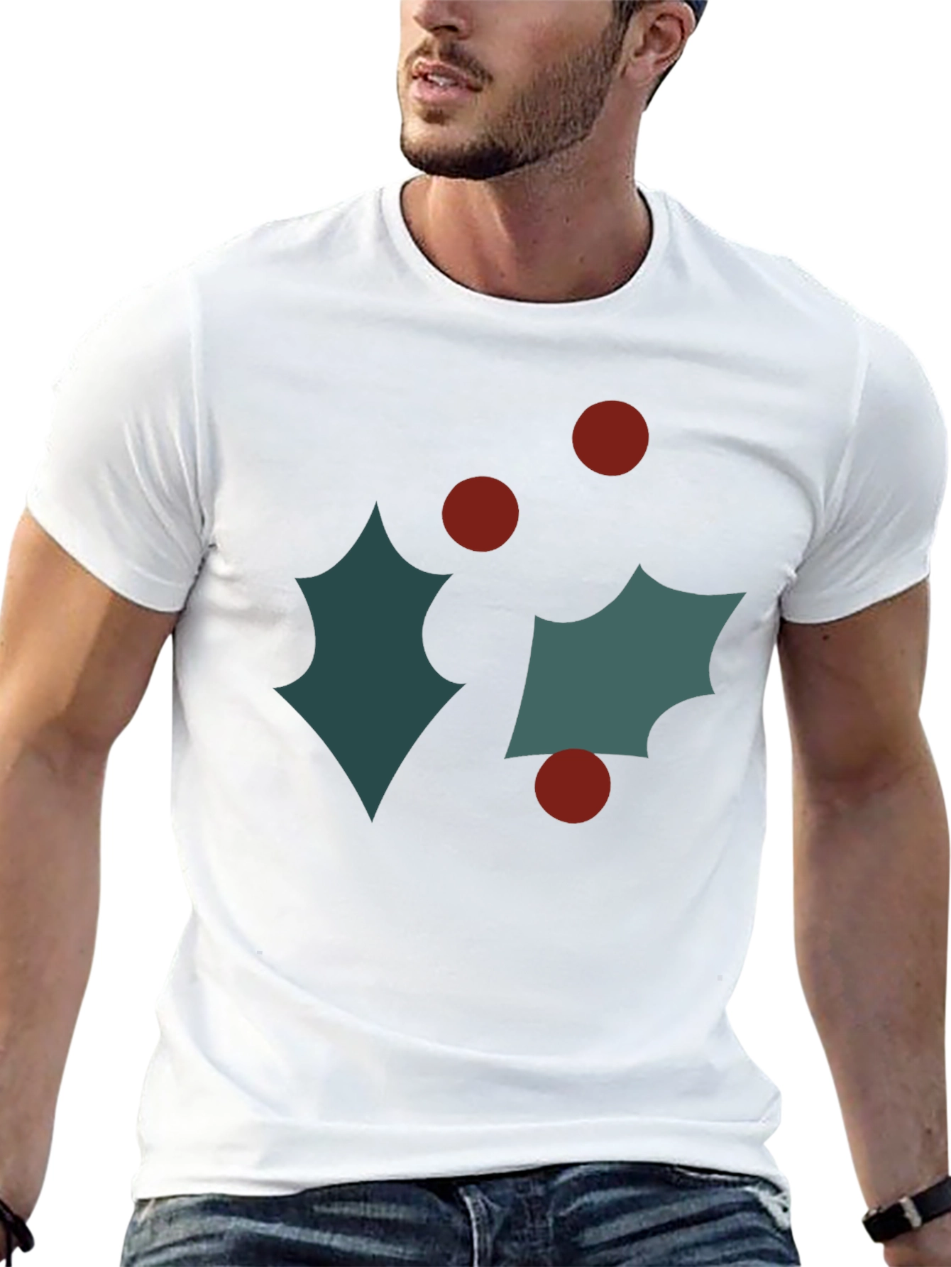Black Festive Holly Graphic Tee - Holiday Style view 13