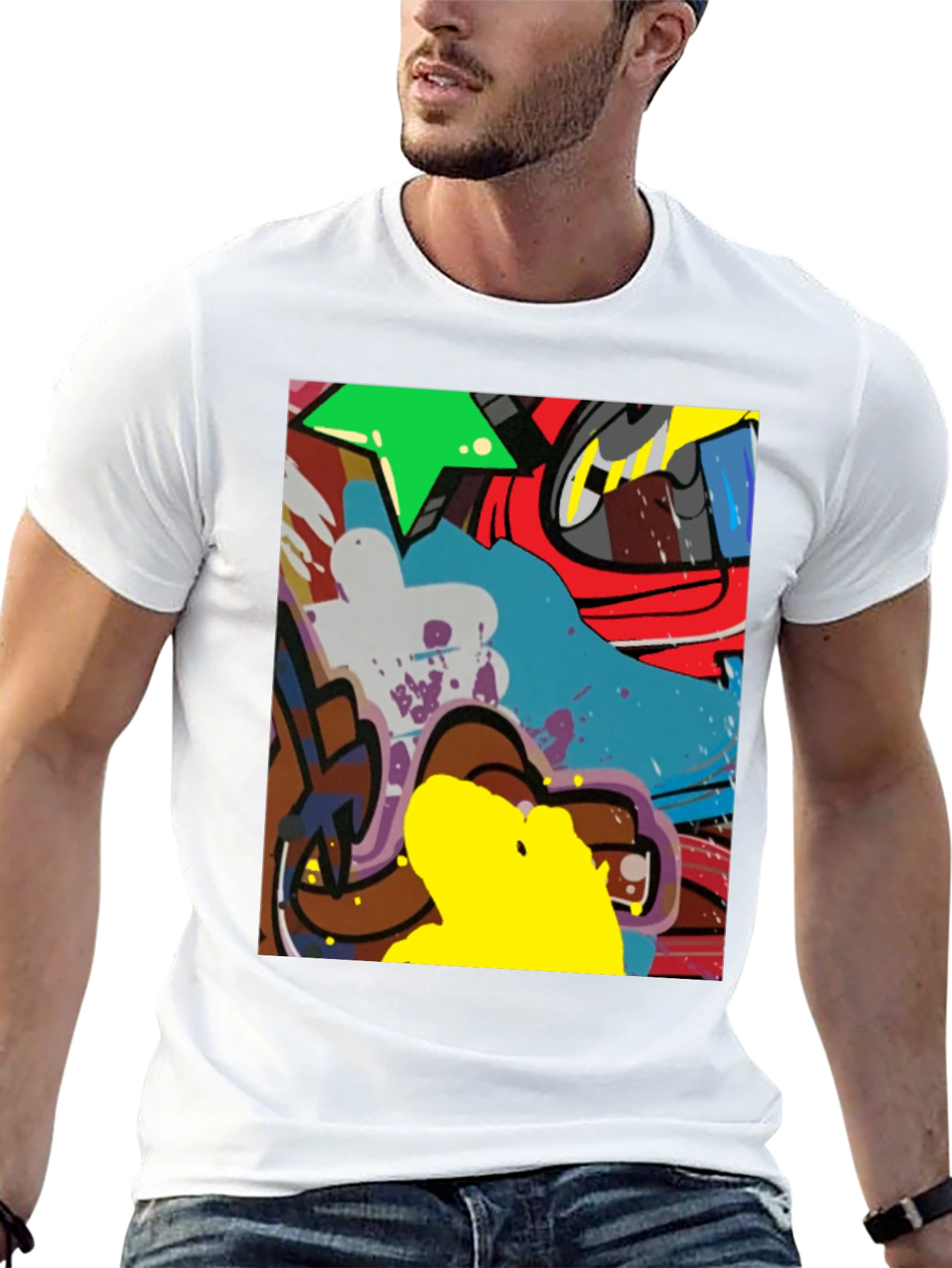 Black Abstract Graffiti Art Graphic Tee view 13