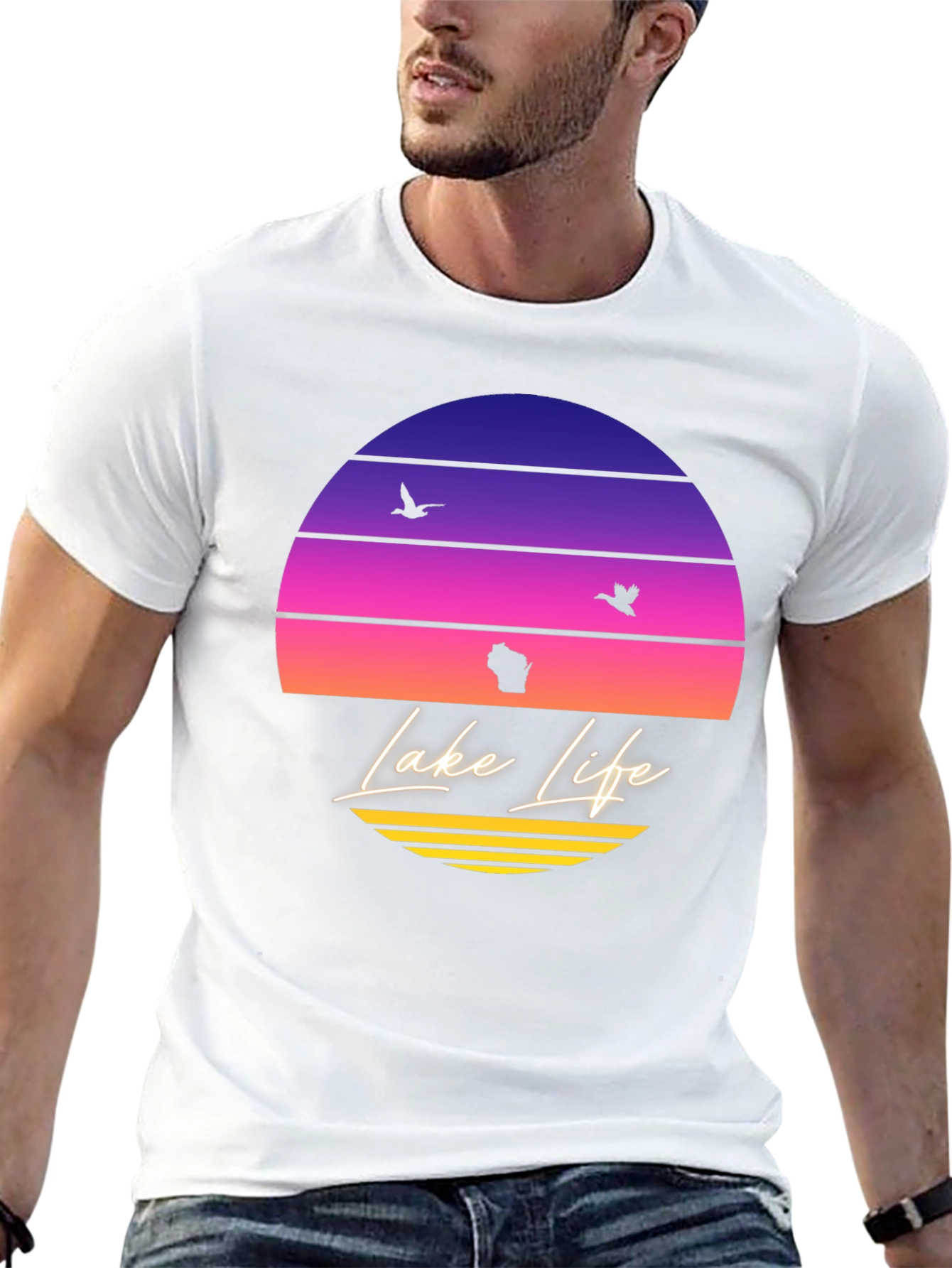 Black Lake Life Sunset T-Shirt - Wisconsin Summer Tee view 13