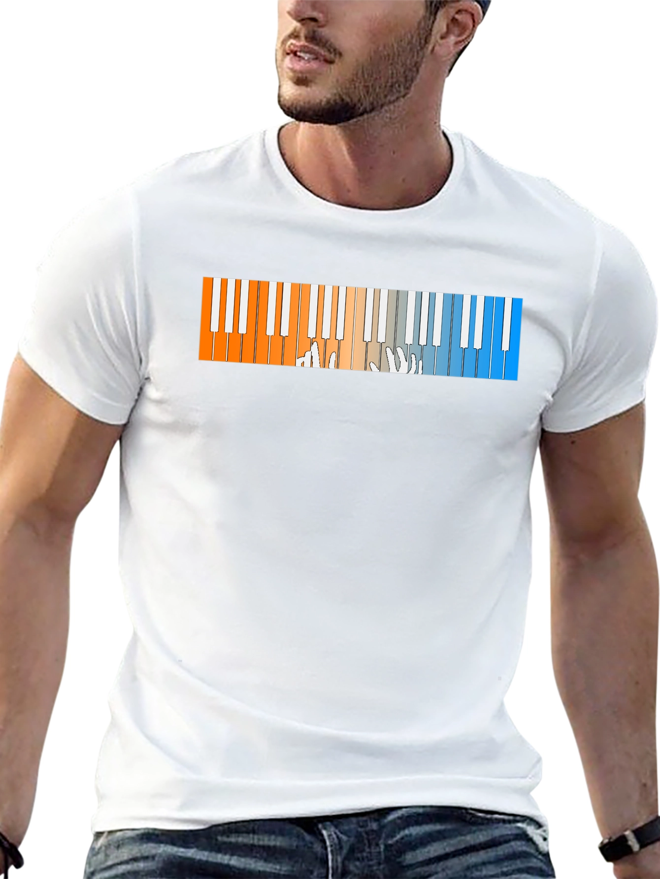 Black Piano Keys Graphic T-Shirt - Cool Musician Tee view 13