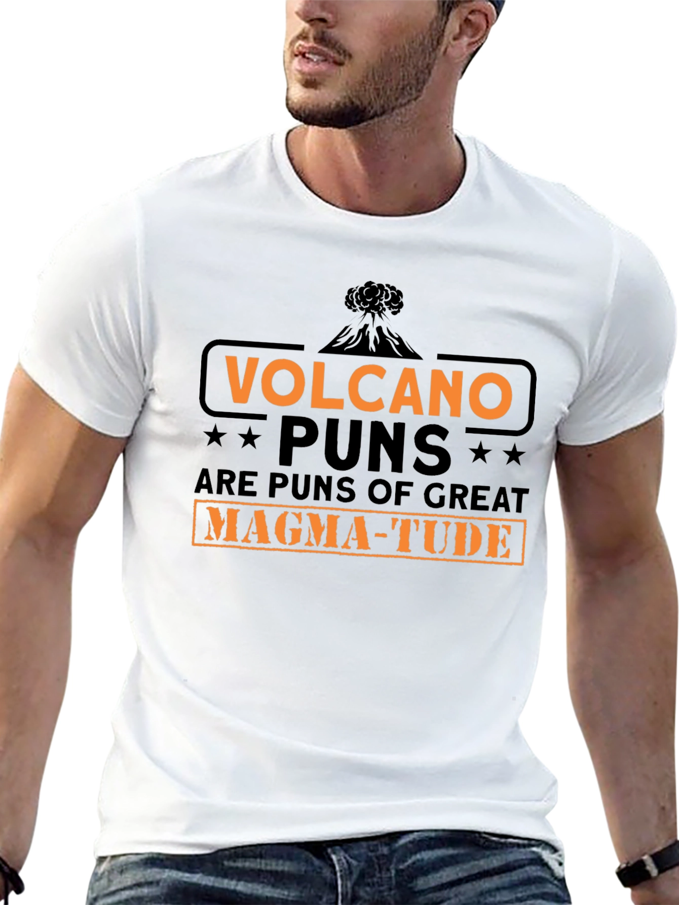 Black Volcano Puns Magma-tude Graphic T-Shirt view 13