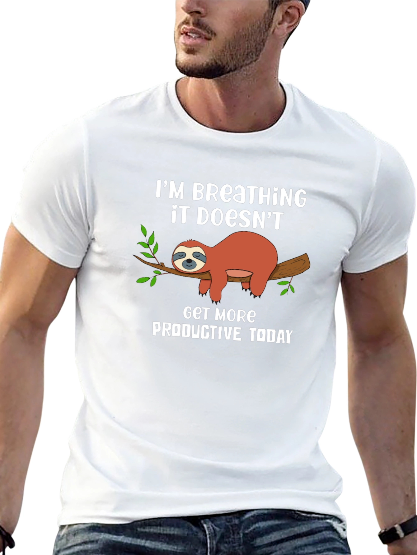 Black Sloth Breathing T-Shirt - Relaxed Lazy Day Tee view 13