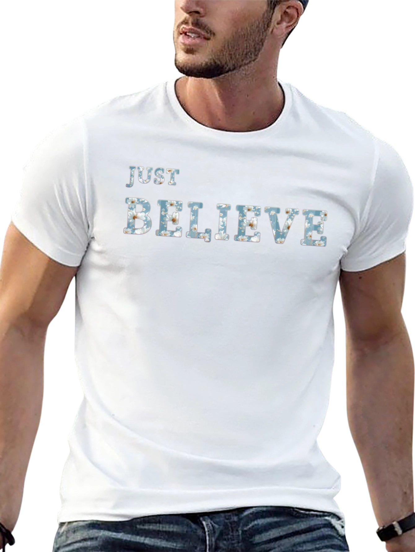 Black Just Believe Graphic Tee - Men's Black T-Shirt view 13