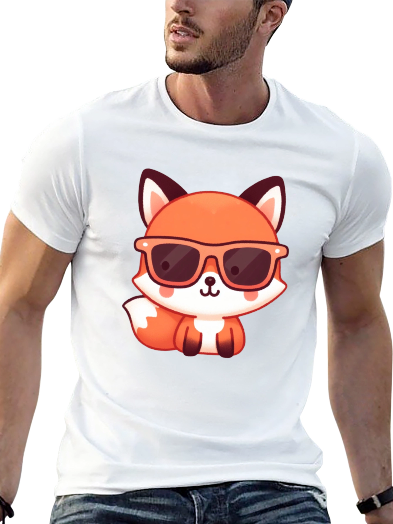Black Cool Fox Graphic Tee - Stylish Black T-Shirt view 13