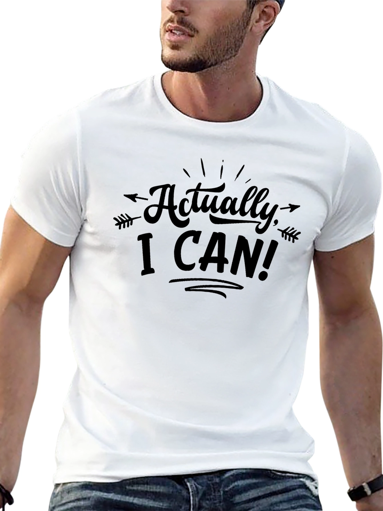 Black Actually I Can! Graphic T-Shirt - Black view 13