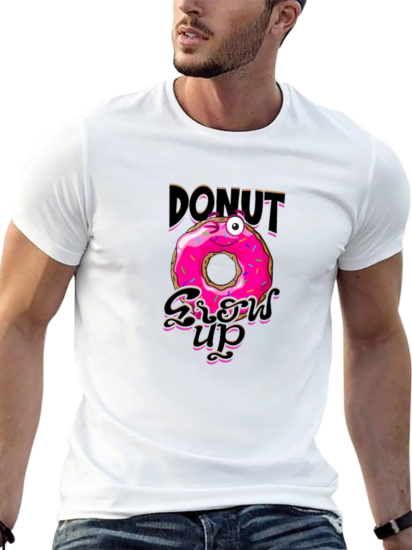 Black Donut Grow Up Funny Graphic Black T-Shirt view 13