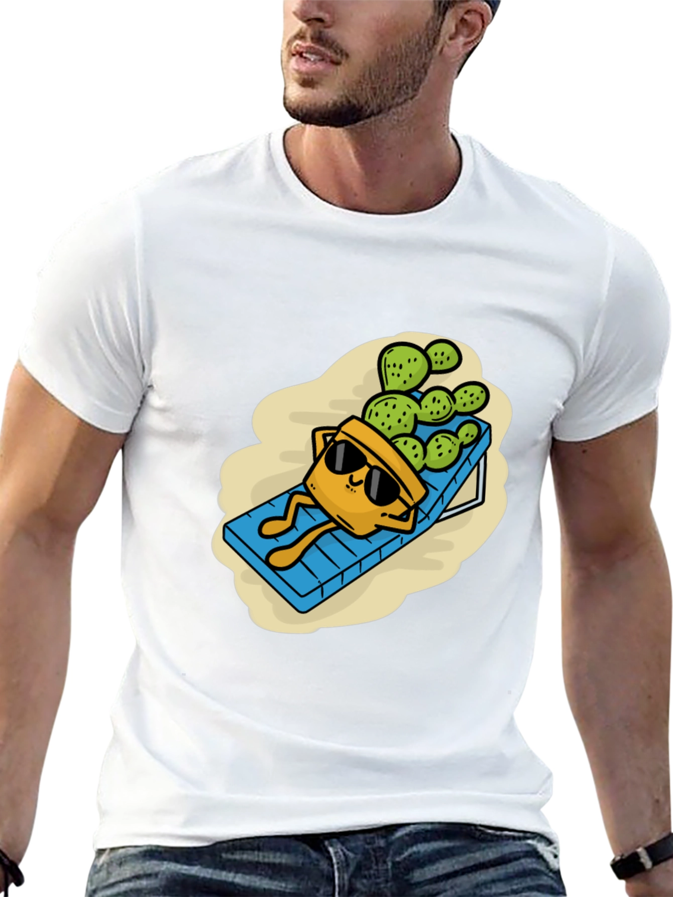 Black Relaxing Cactus T-Shirt - Funny Graphic Tee view 13