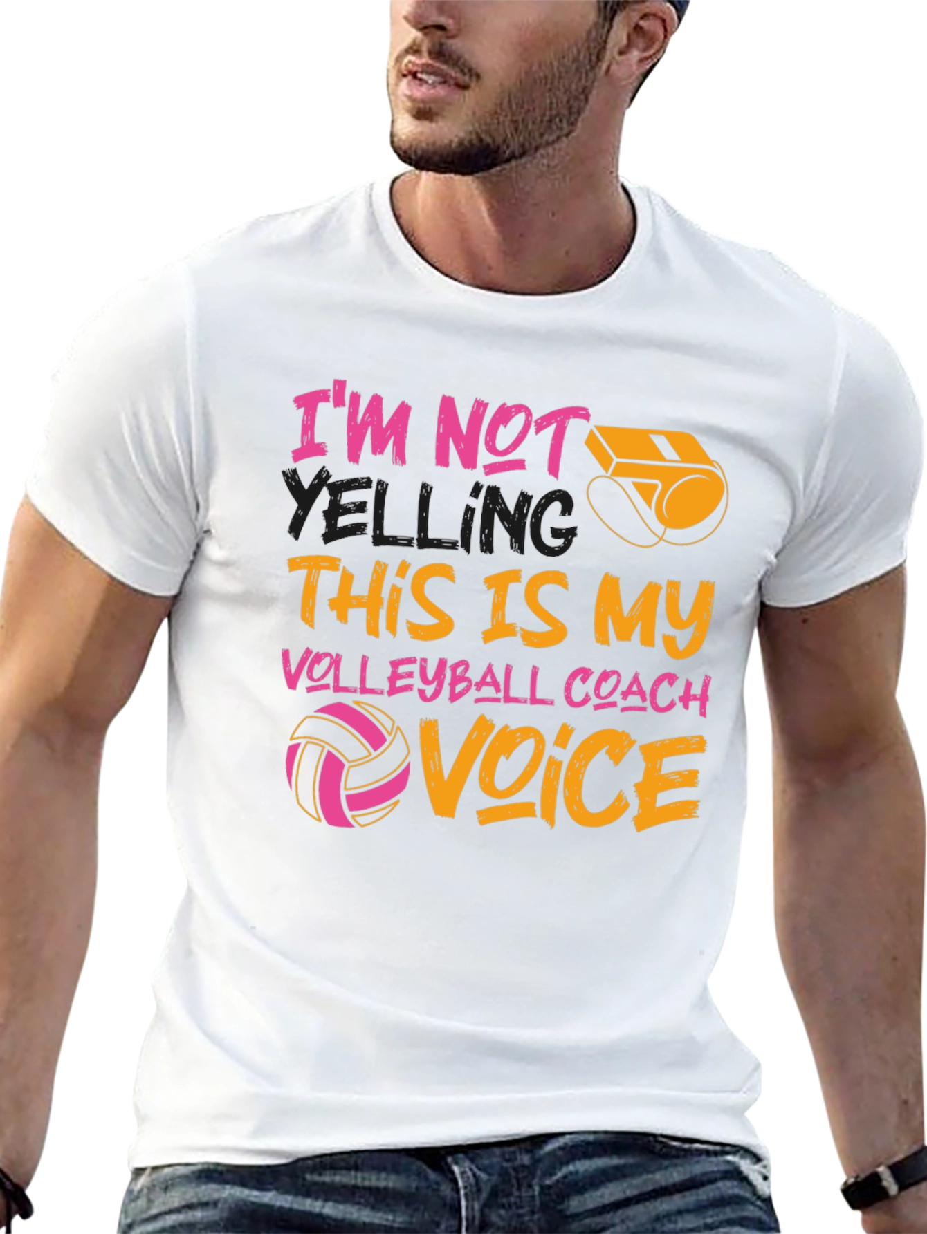 Black Volleyball Coach T-Shirt: I'm Not Yelling, This Is My Voice view 13