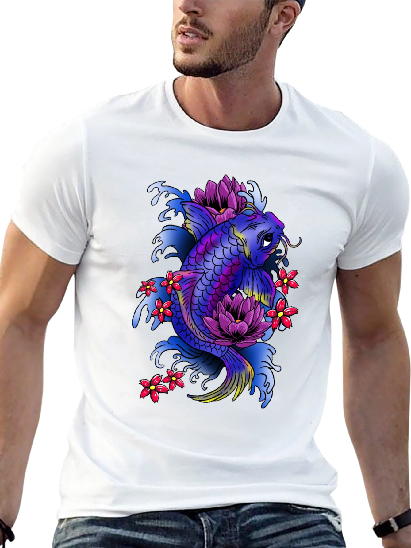 Black Koi Fish Graphic Tee - Unique Japanese Art T-Shirt view 13