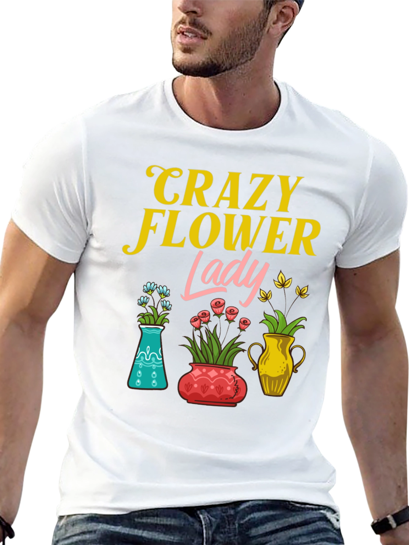 Black Crazy Flower Lady Graphic T-Shirt view 13