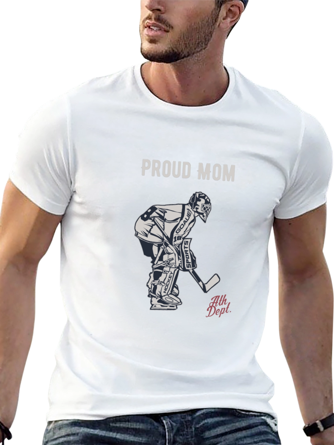 Black Proud Mom Hockey T-Shirt - Goalie Design view 13
