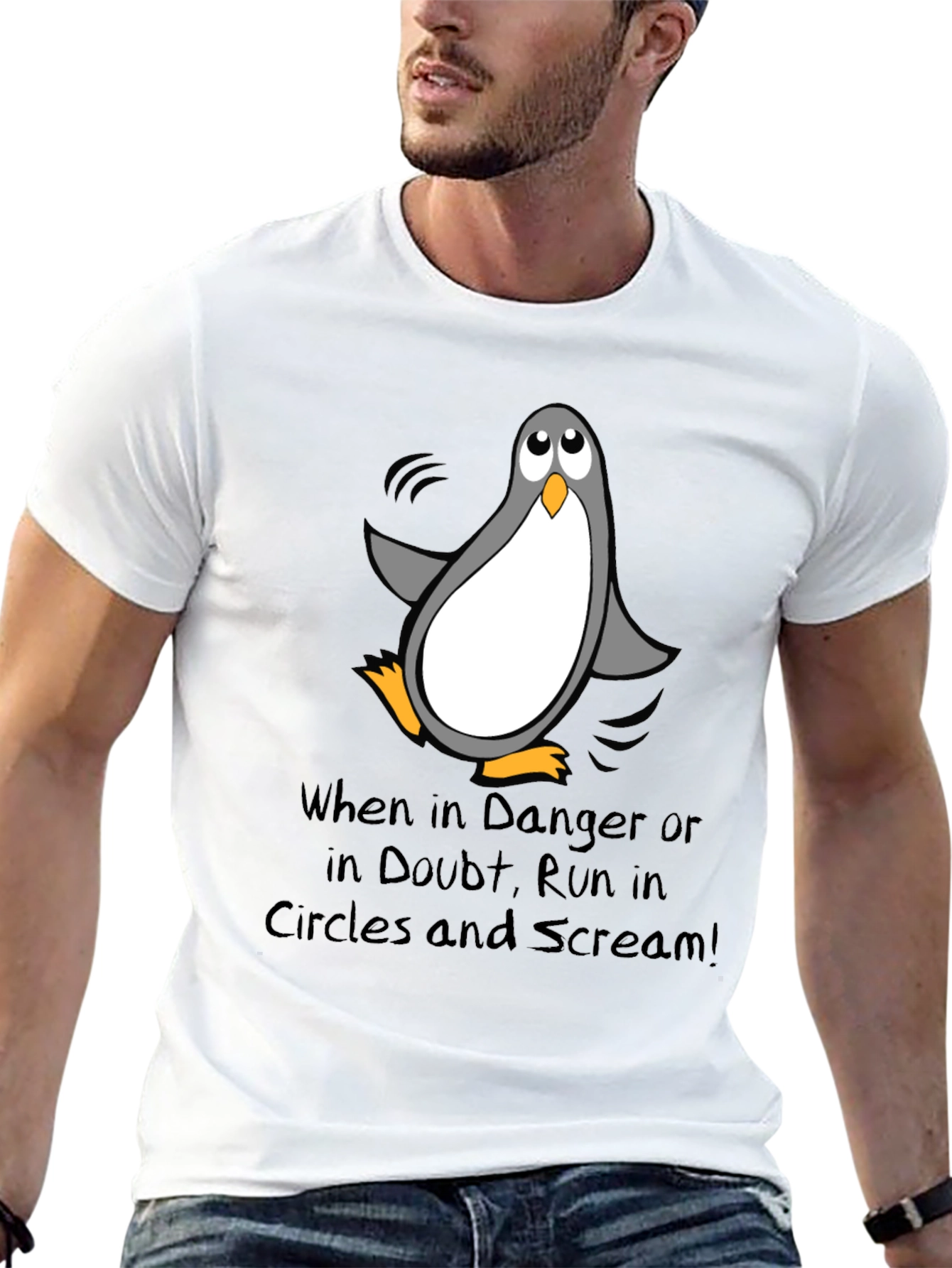 Black Penguin Danger T-Shirt - Run in Circles & Scream! view 13