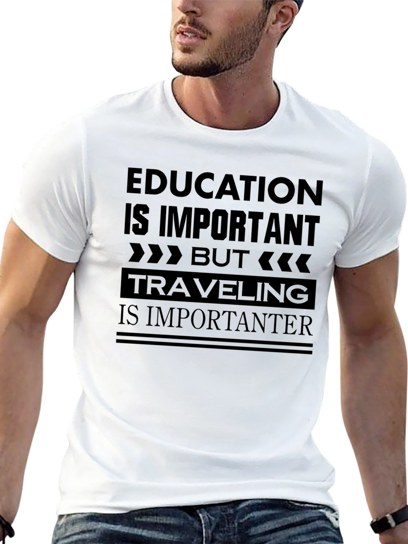 Black Education vs Travel Graphic Tee view 13