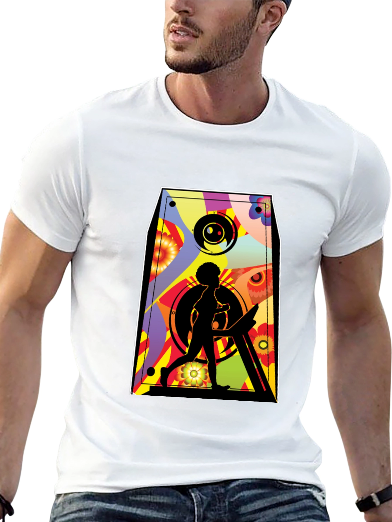 Black Retro Speaker Graphic Tee - Black Cotton Blend view 13