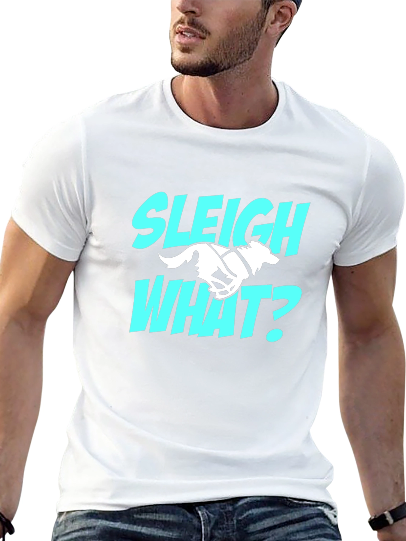 Black Sleigh What? Funny Dog Sledding T-Shirt view 13