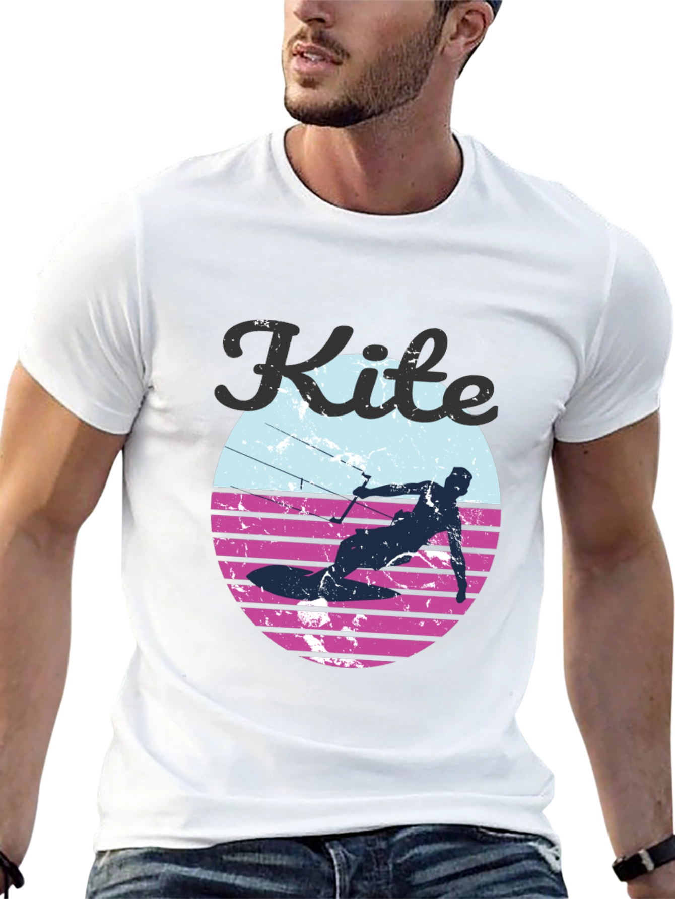 Black Kite Surfing Retro Graphic Tee view 13