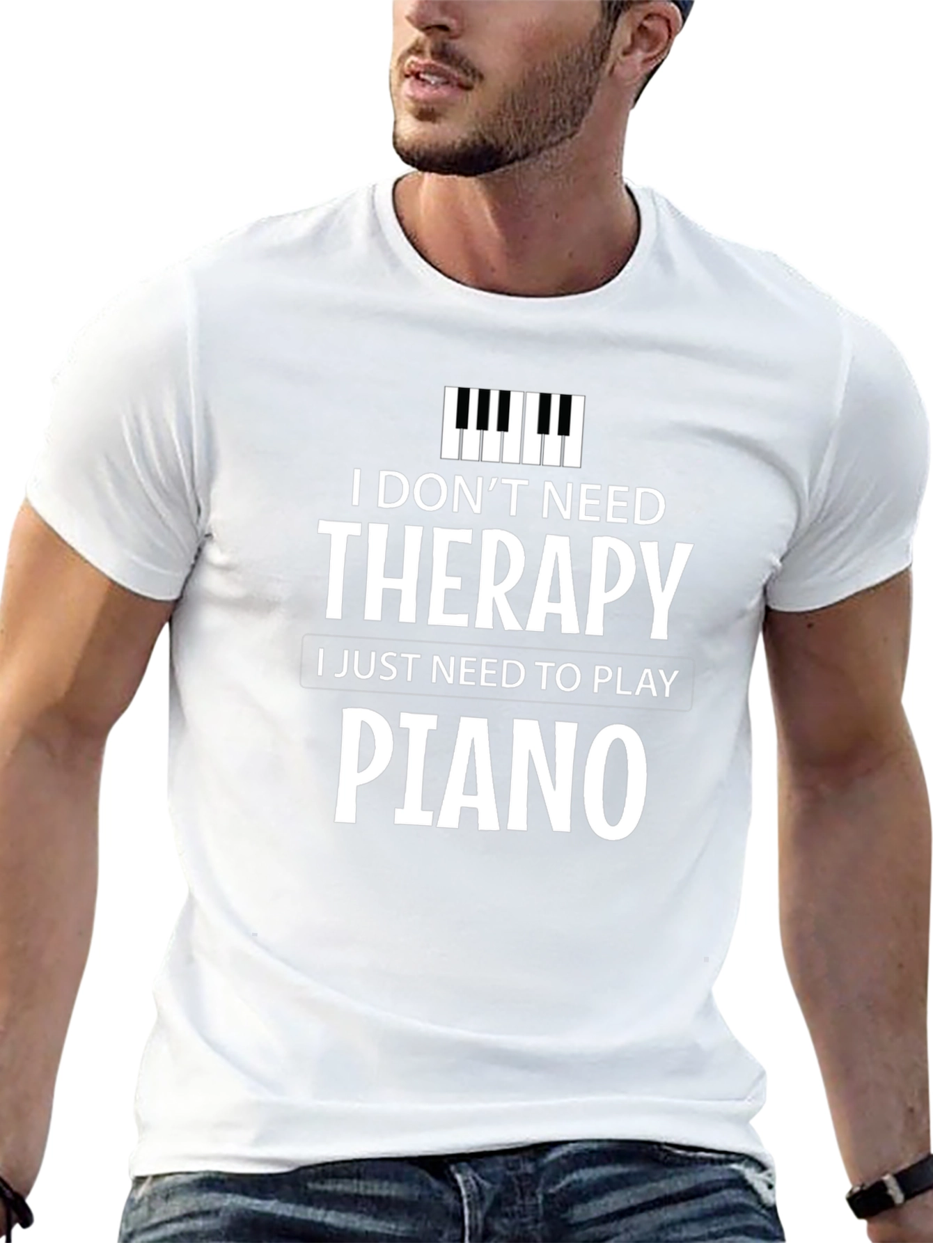 Black I Don't Need Therapy, I Just Need to Play Piano T-Shirt view 13