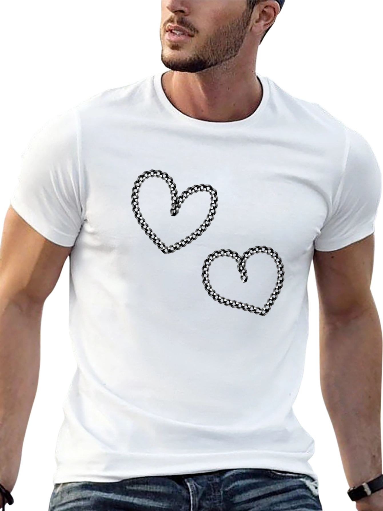 Black Chain Heart Graphic Tee - Black Casual Shirt view 13