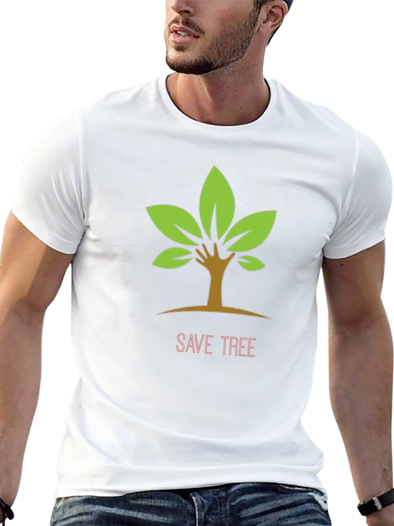 Black Eco-Friendly "Save Tree" Graphic Tee view 13