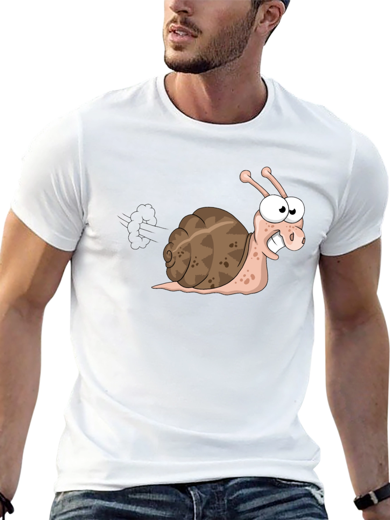 Black Funny Snail Cartoon Black T-Shirt view 13