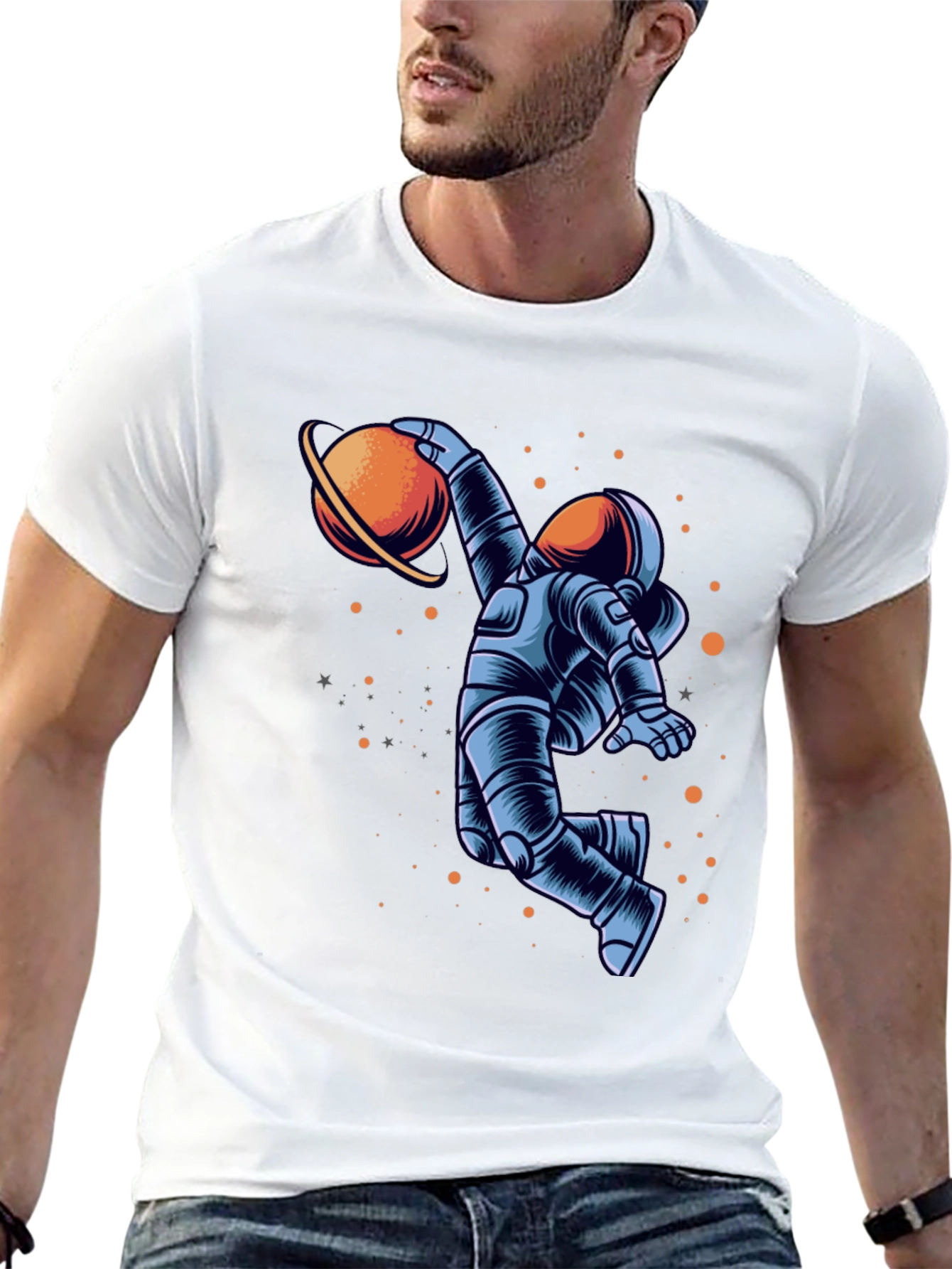 Black Astronaut Dunking Planet Graphic Tee view 13