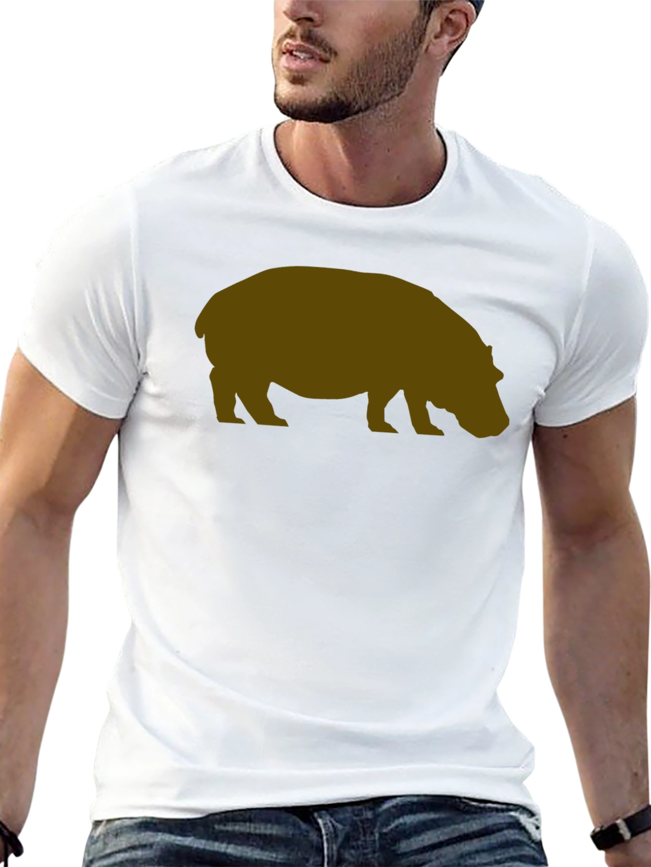 Black Hippo Silhouette Graphic T-Shirt - Casual Style view 13