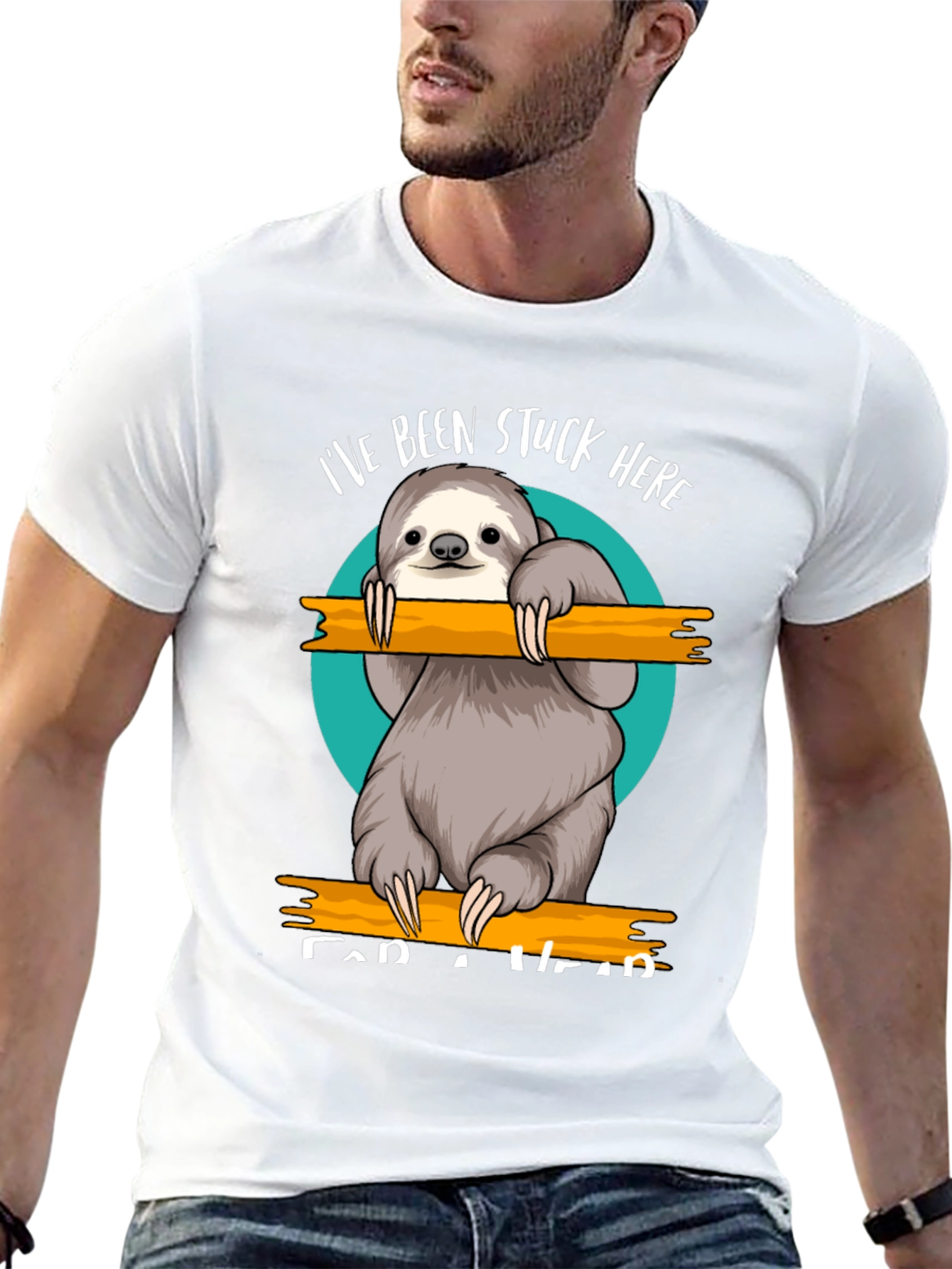 Black Stuck Here Sloth Graphic Tee - Relaxed Fit view 13