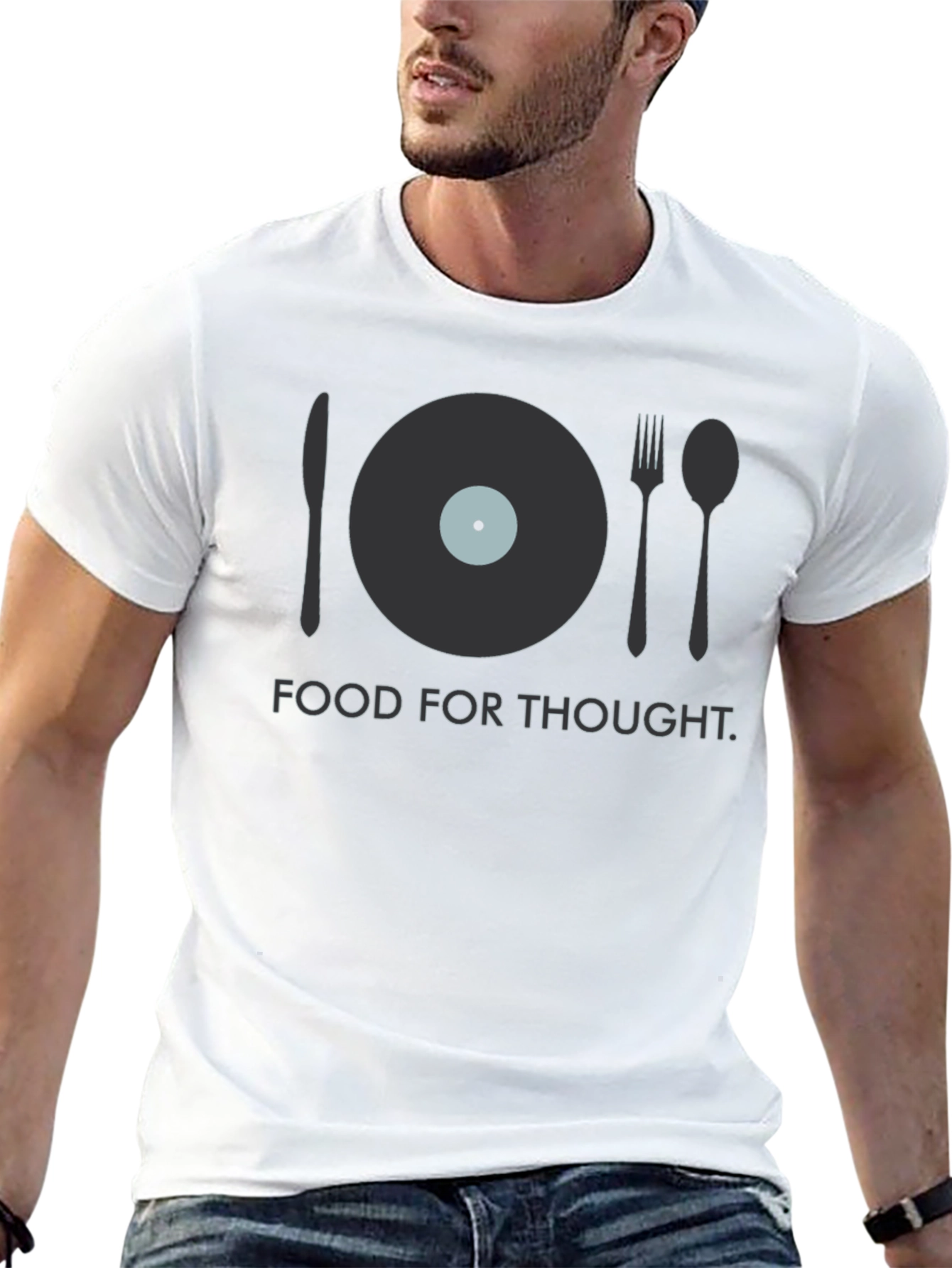 Black Food for Thought T-Shirt - Novelty Music Inspired Tee view 13