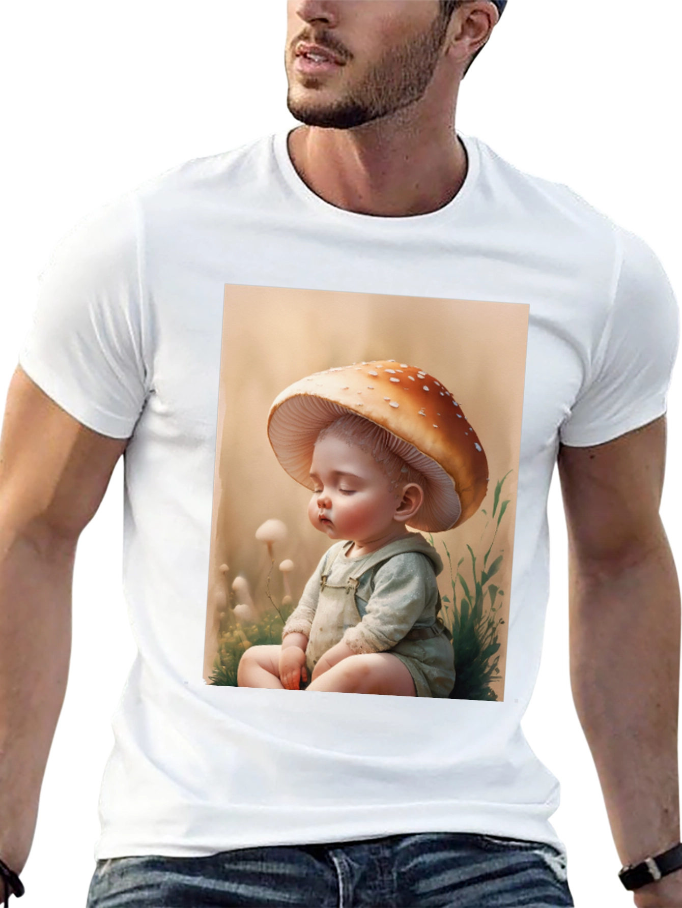 Black Mushroom Baby Graphic Tee - Unique Design view 13