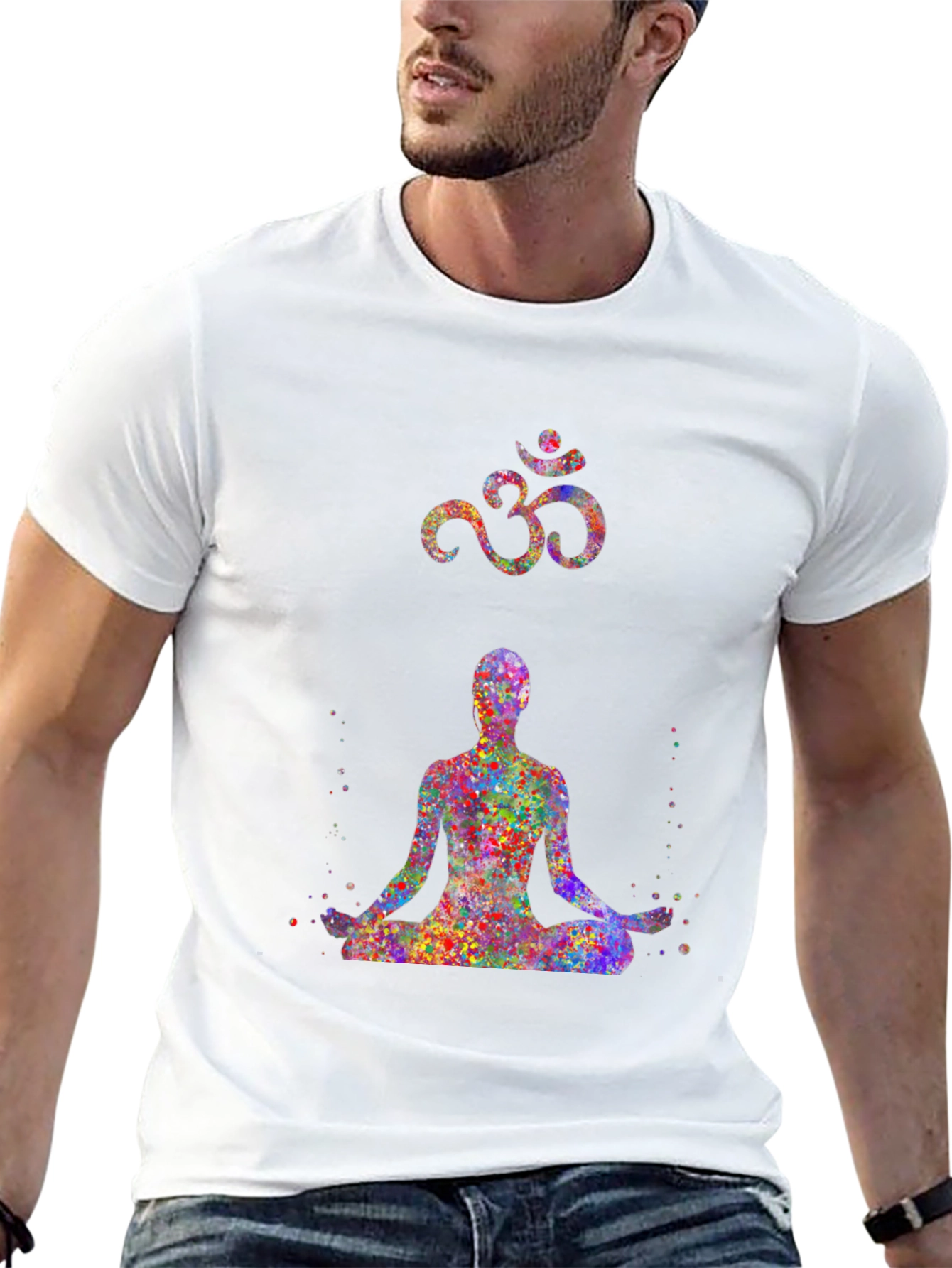 Black Yoga Om Symbol Graphic T-Shirt view 13