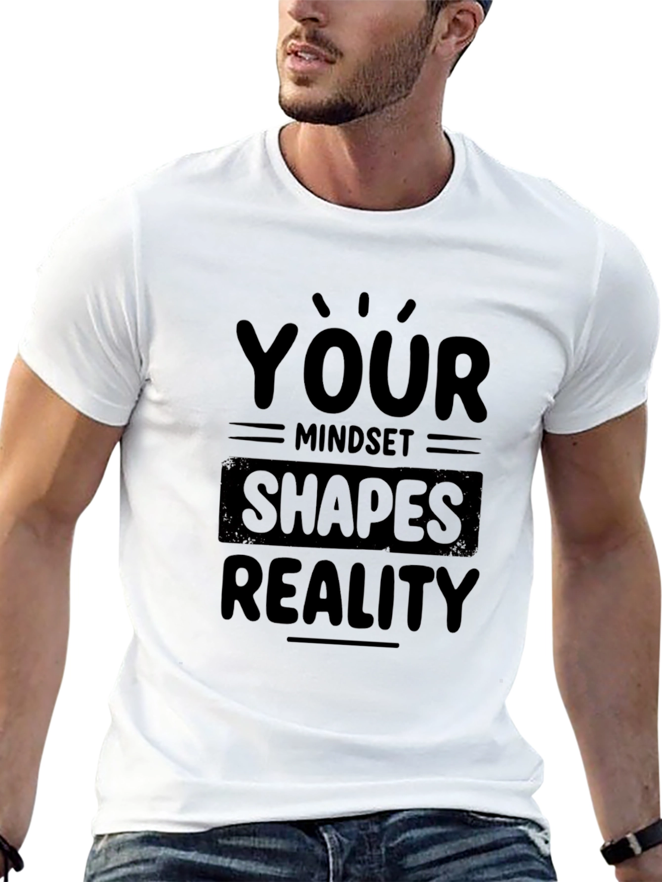 Black Mindset Shapes Reality Black T-Shirt view 13