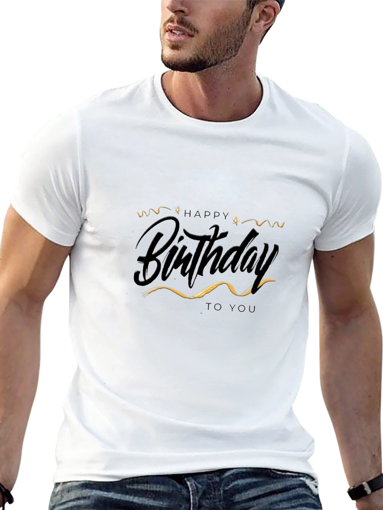 Black Happy Birthday Black Graphic Tee for Men view 13