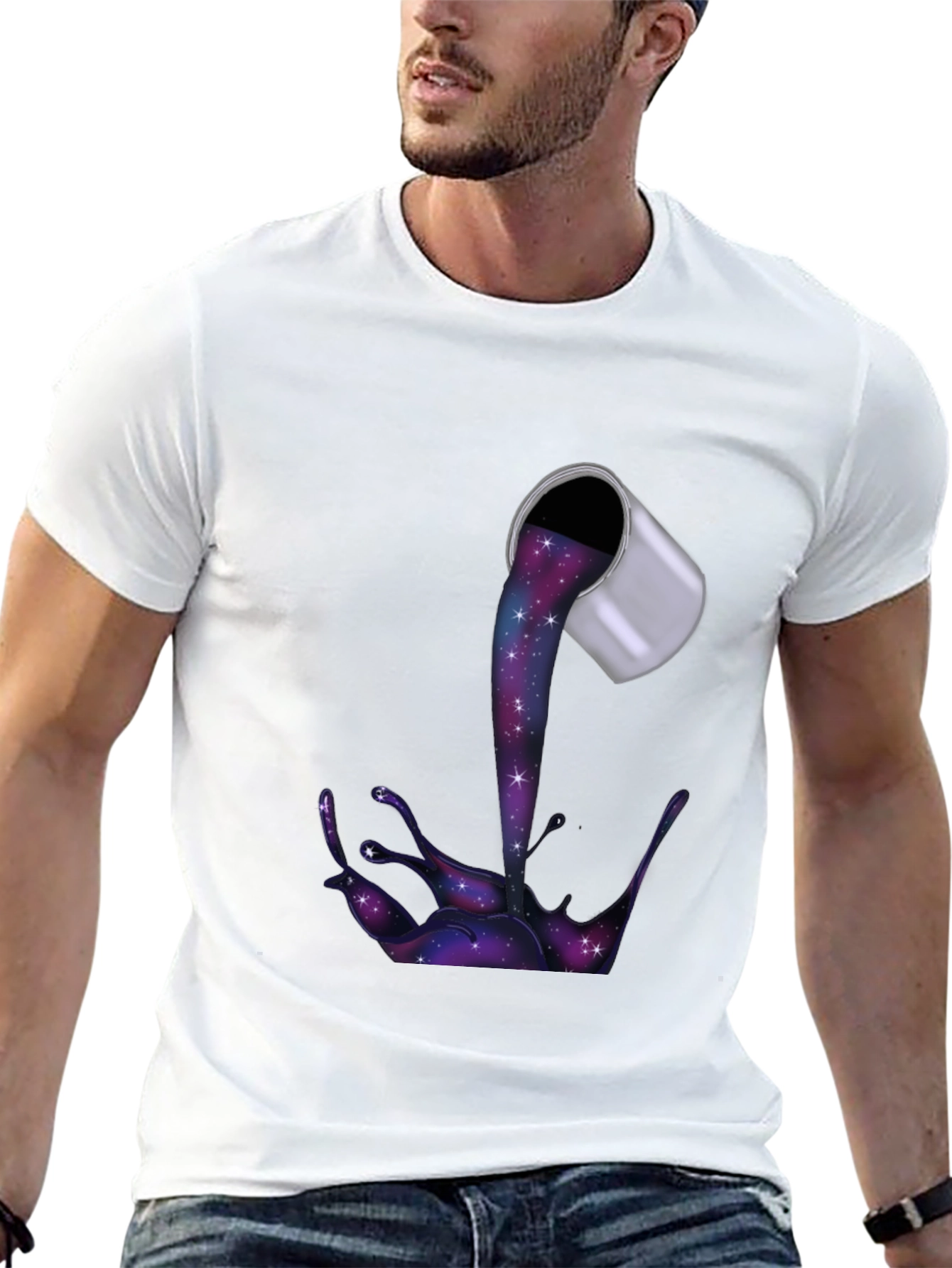 Black Galaxy Paint Pour Men's T-Shirt view 13