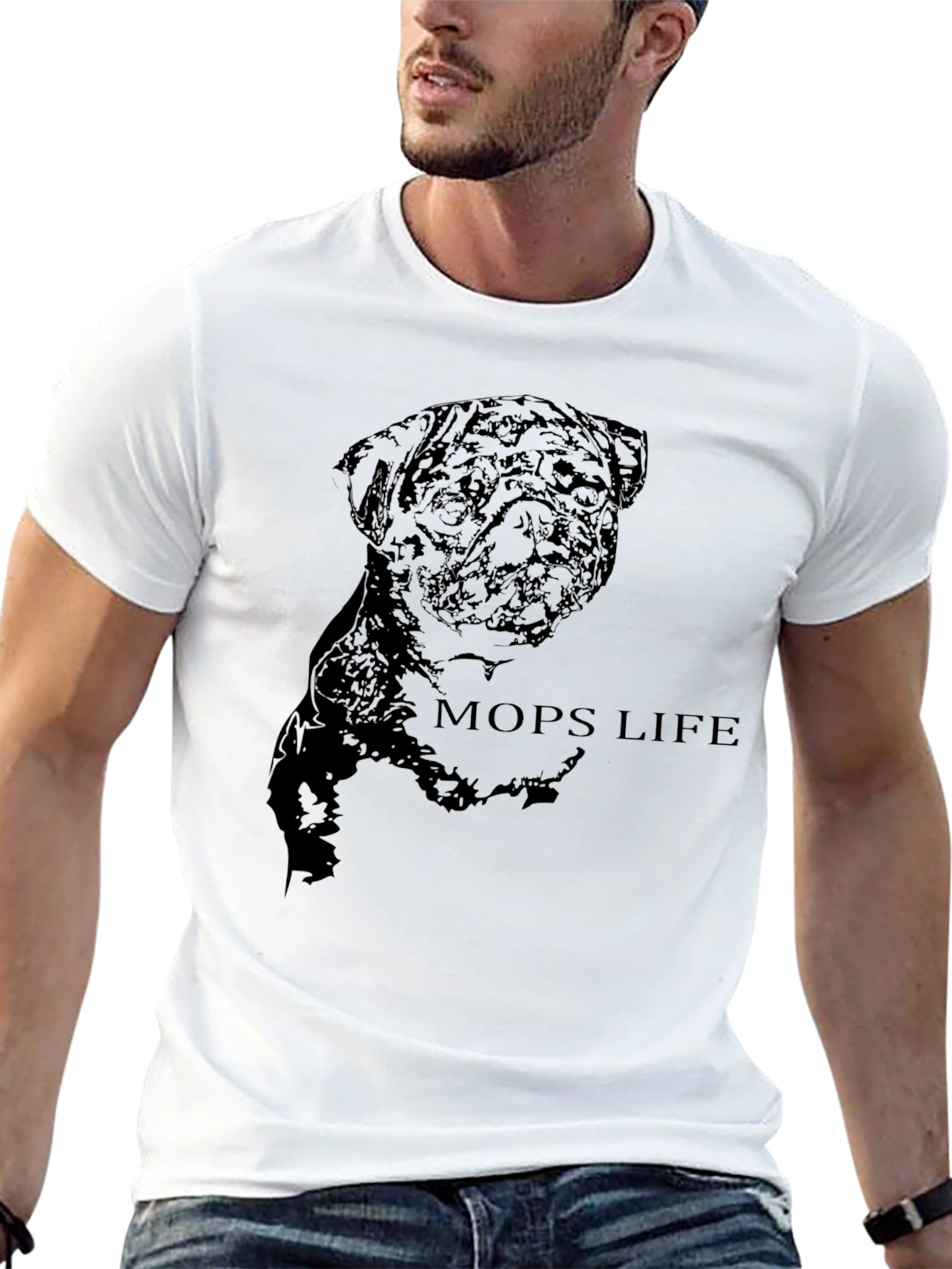 Black Men's Black Pug Life Graphic T-Shirt view 13