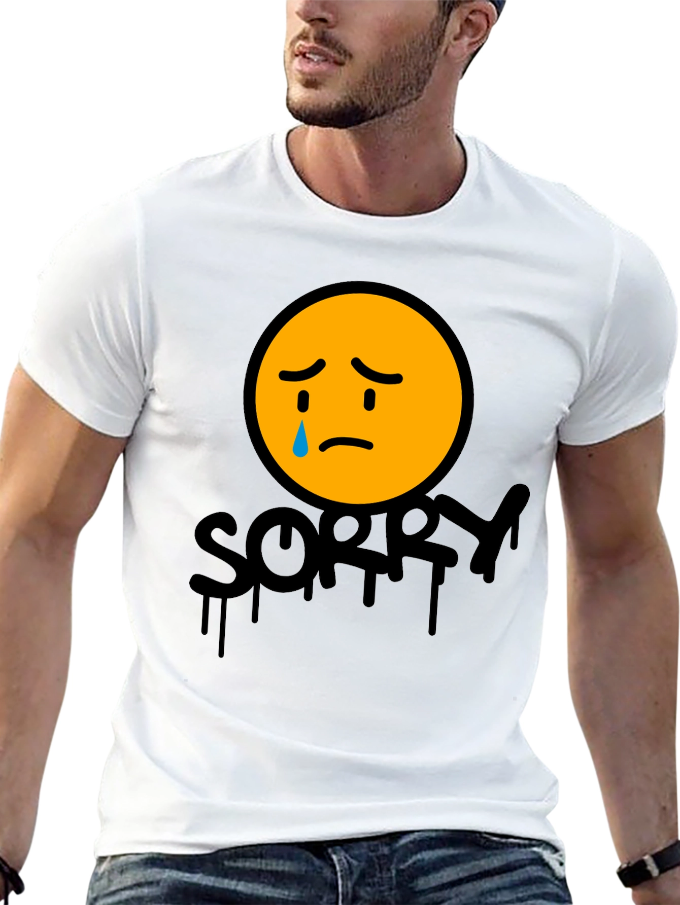 Black Sorry Face Graphic Tee - Black Cotton Blend view 13