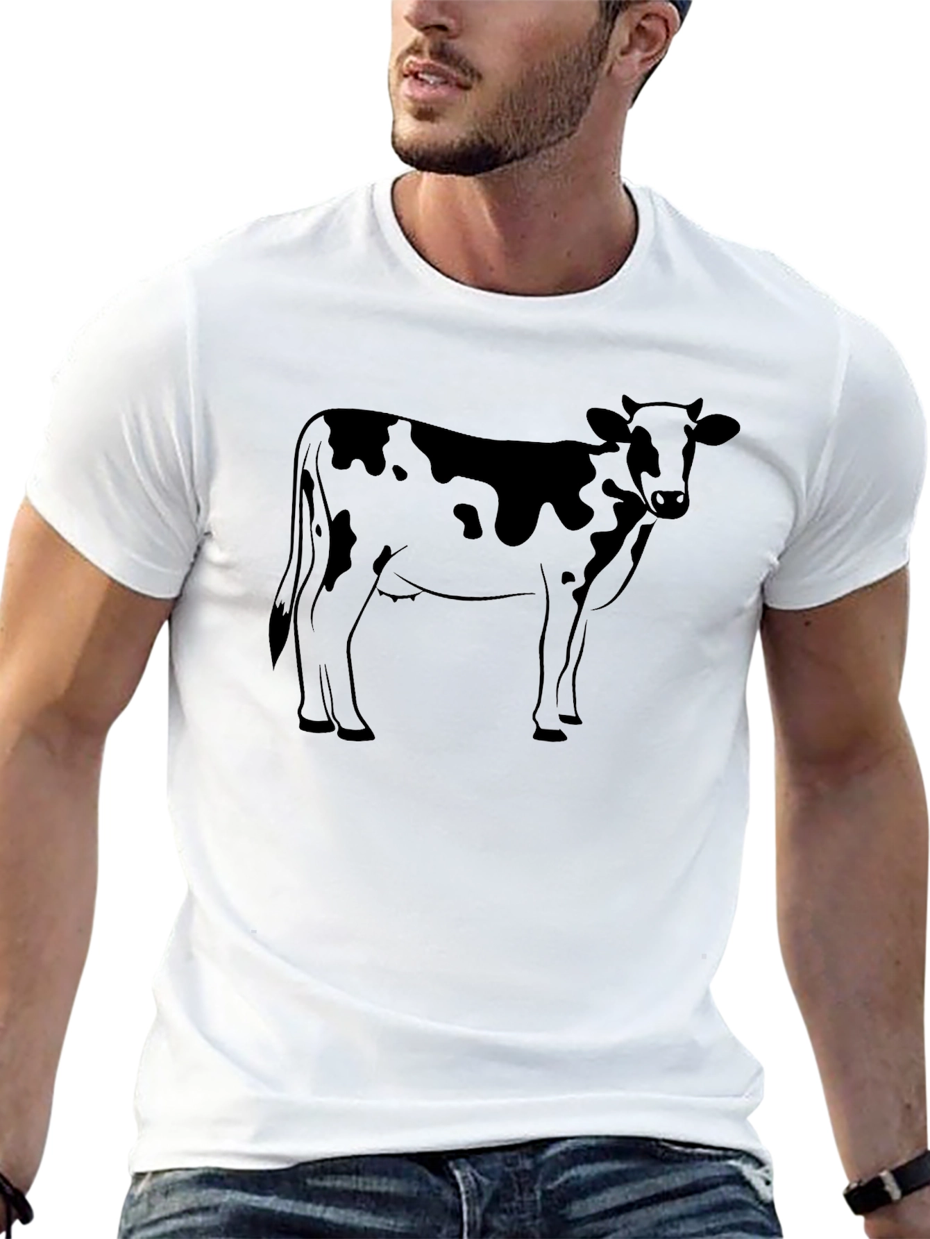 Black Cow Graphic T-Shirt - Black Crew Neck Tee view 13
