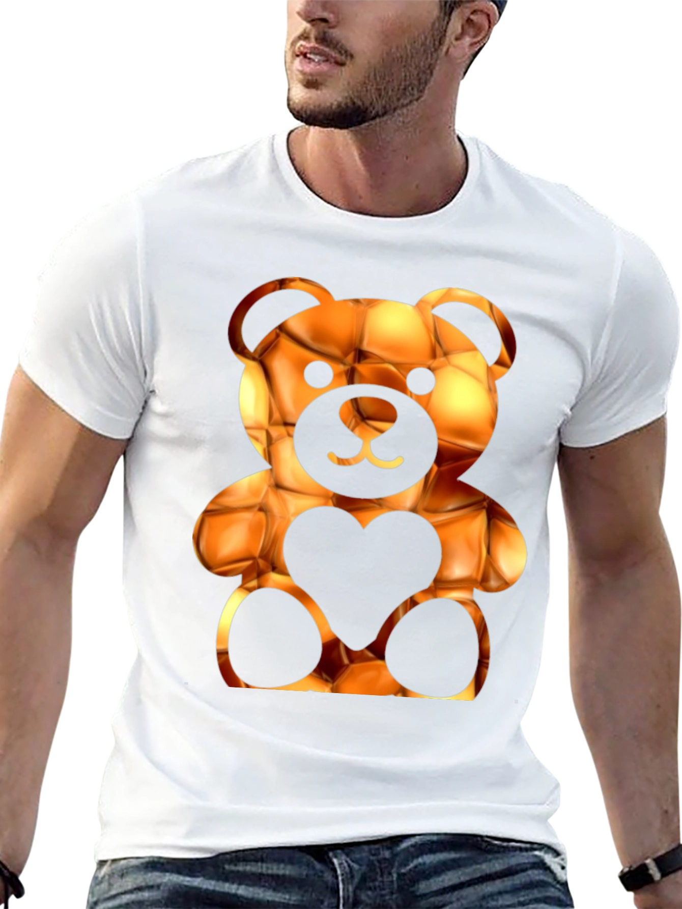 Black Trendy Black Bear Heart Graphic Tee view 13