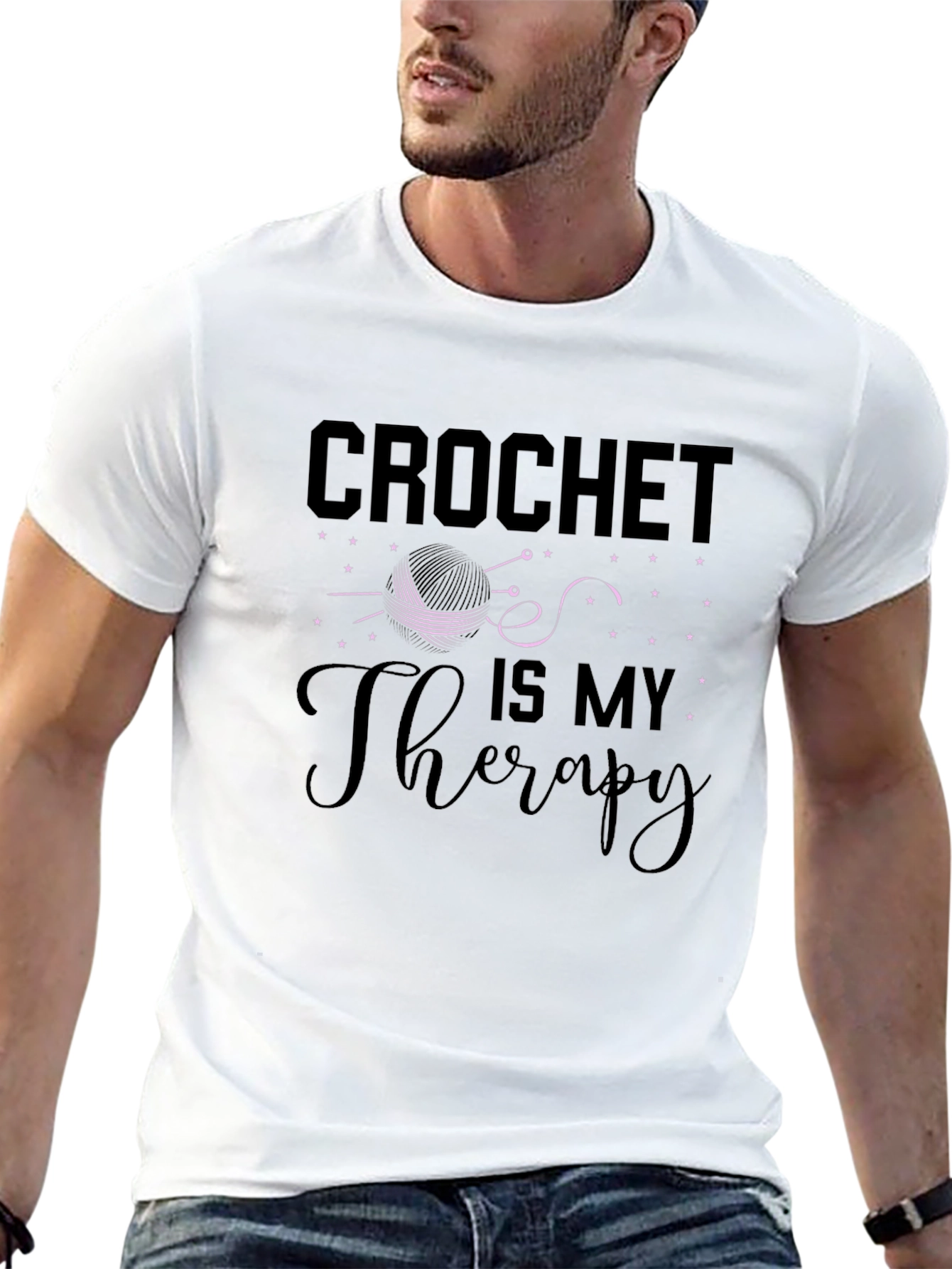 Black Crochet Is My Therapy Graphic Tee view 13