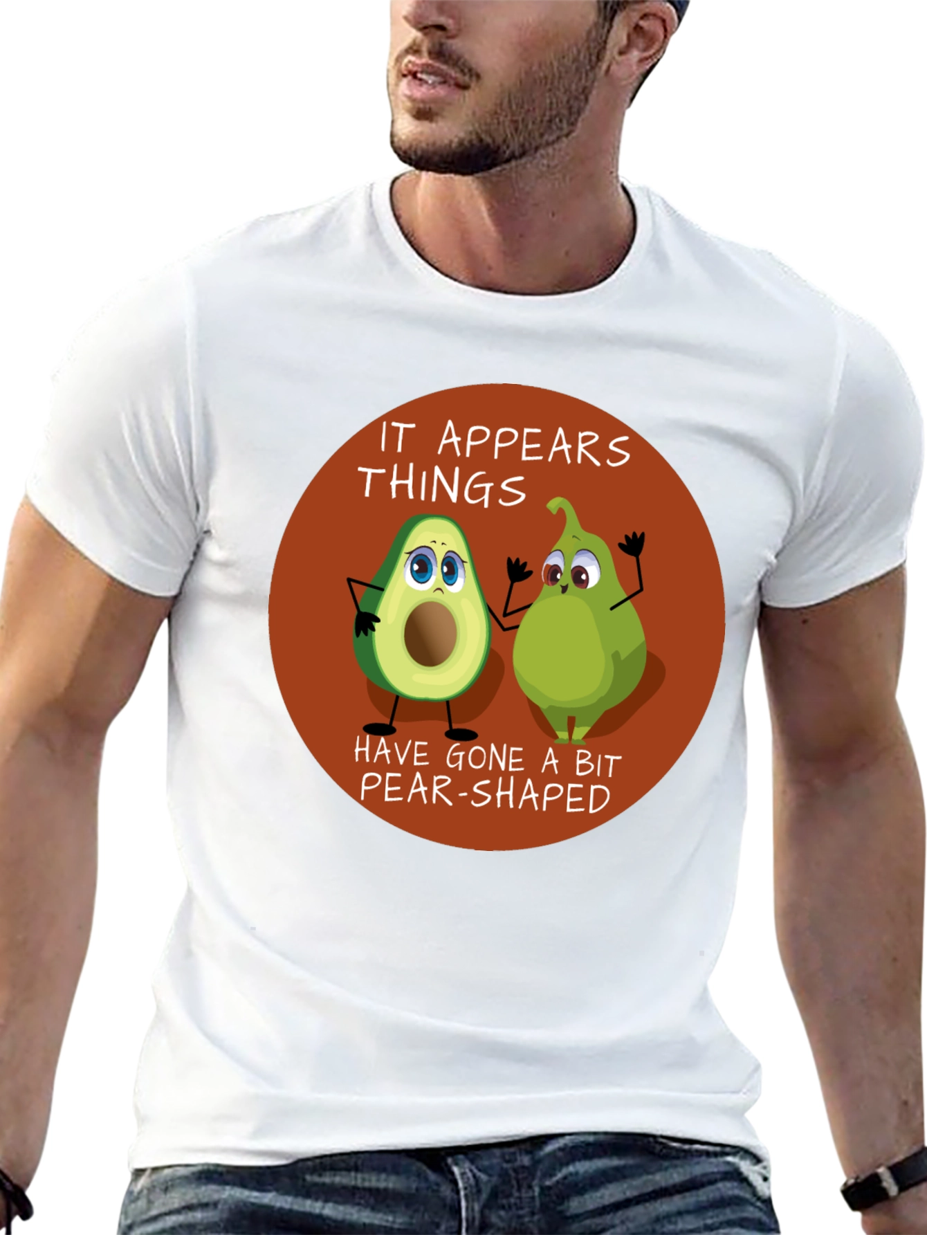 Black Funny Avocado & Pear Graphic T-Shirt view 13