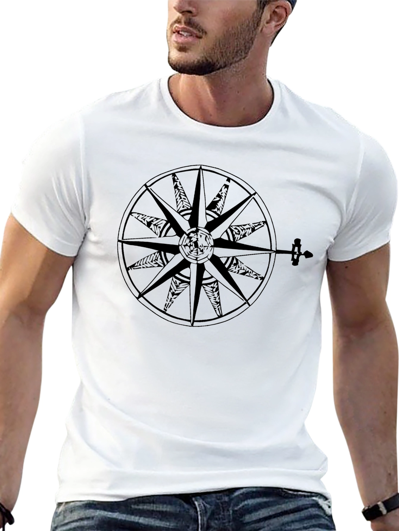Black Compass Rose Graphic T-Shirt - Classic Black Tee view 13