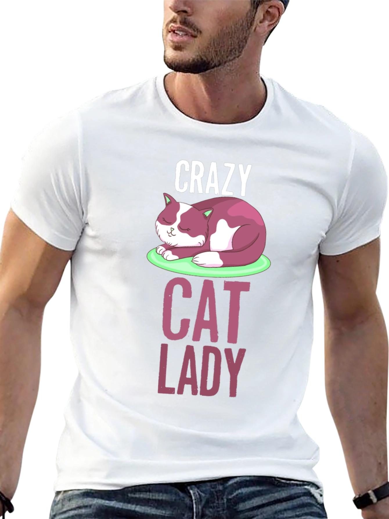 Black Crazy Cat Lady T-Shirt - Fun Graphic Tee view 13