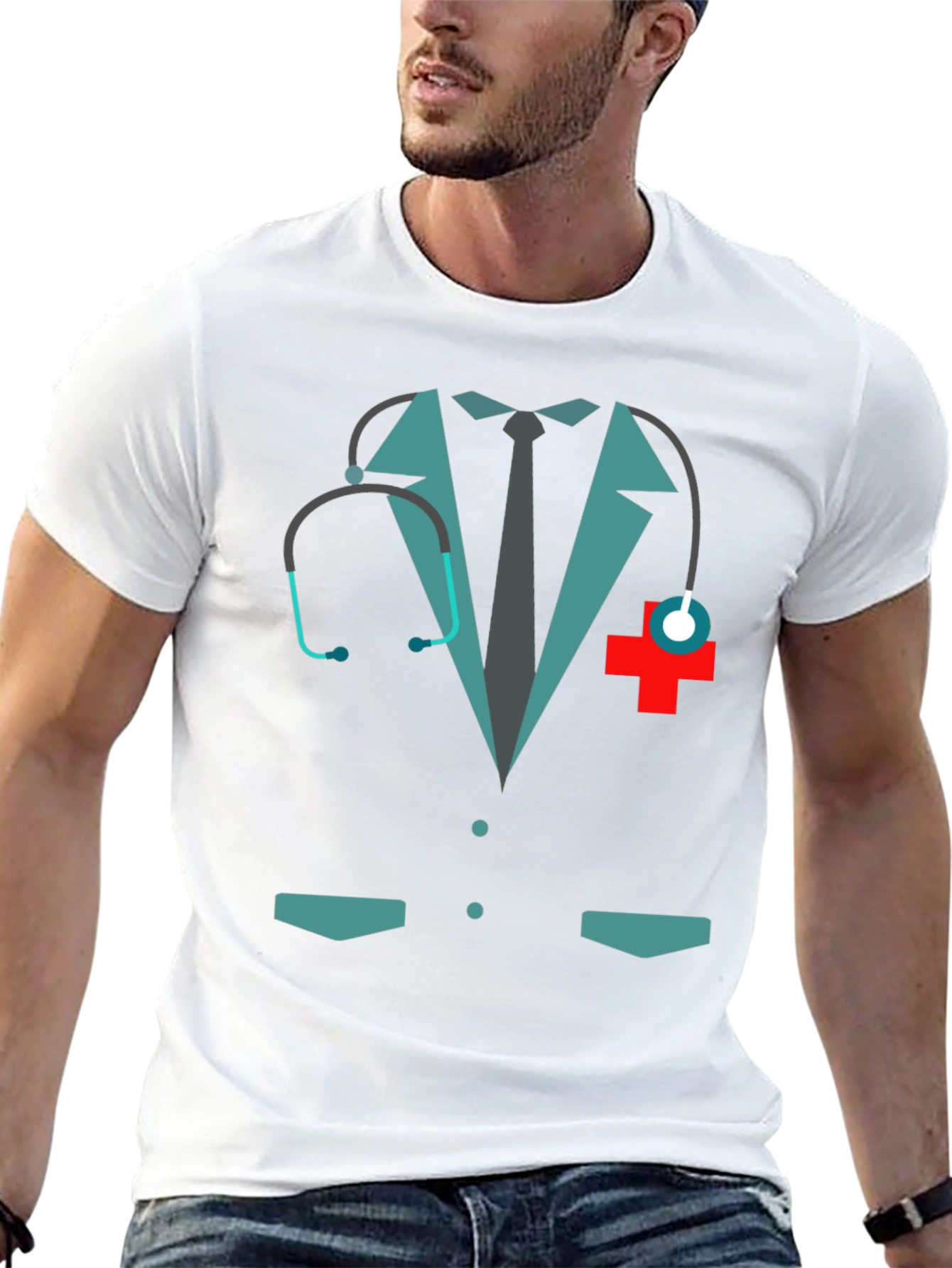 Black Doctor Costume Graphic Tee - Novelty Design view 13