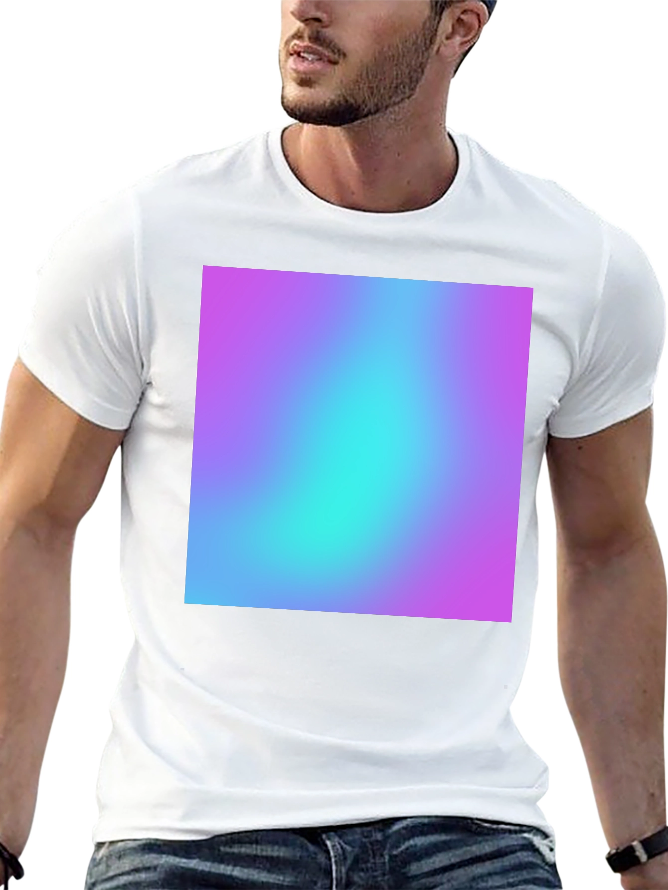 Black Men's Black T-Shirt with Vibrant Gradient Design view 13