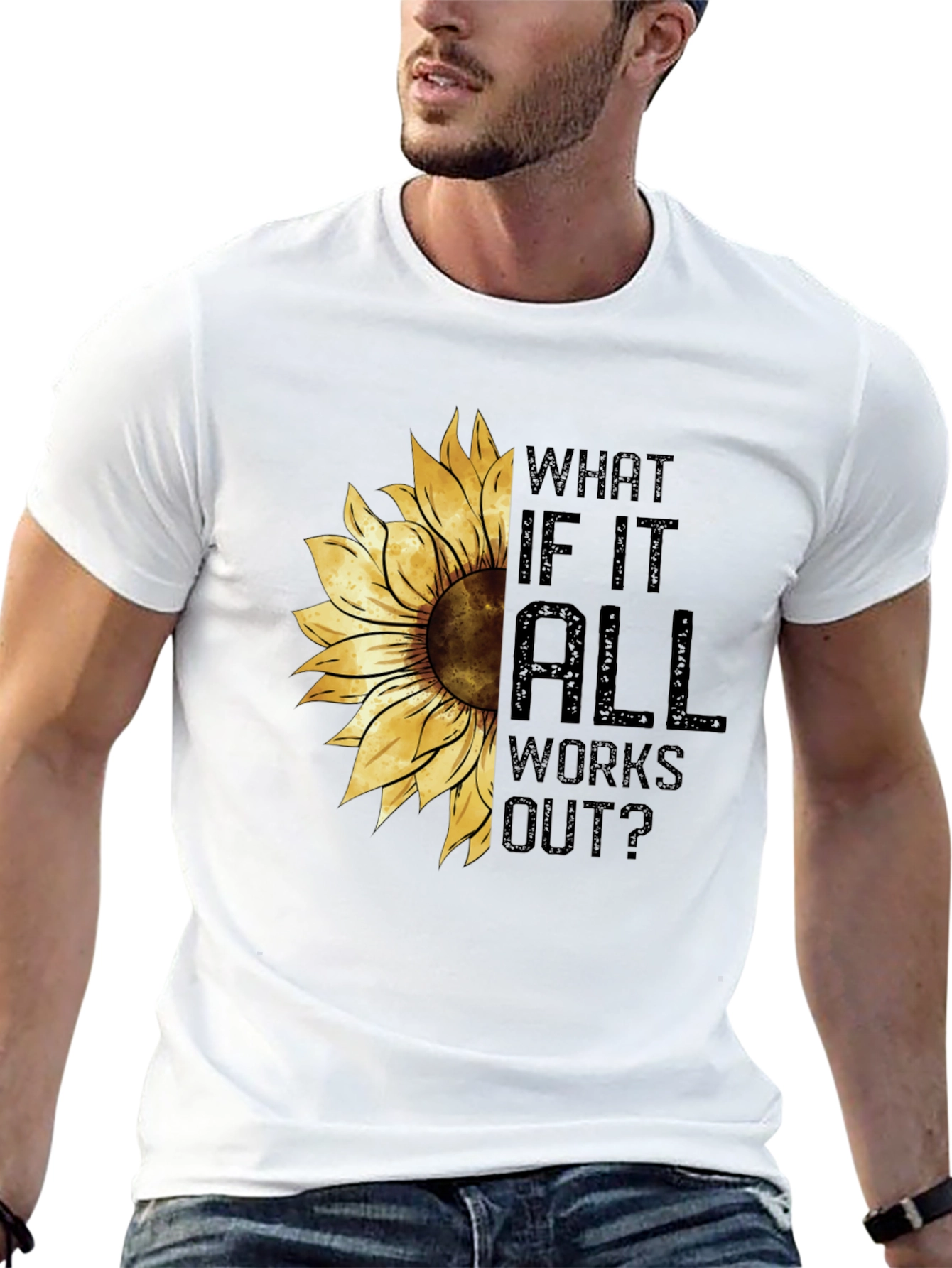 Black Sunflower Graphic Tee - What If It All Works Out? - Black view 13