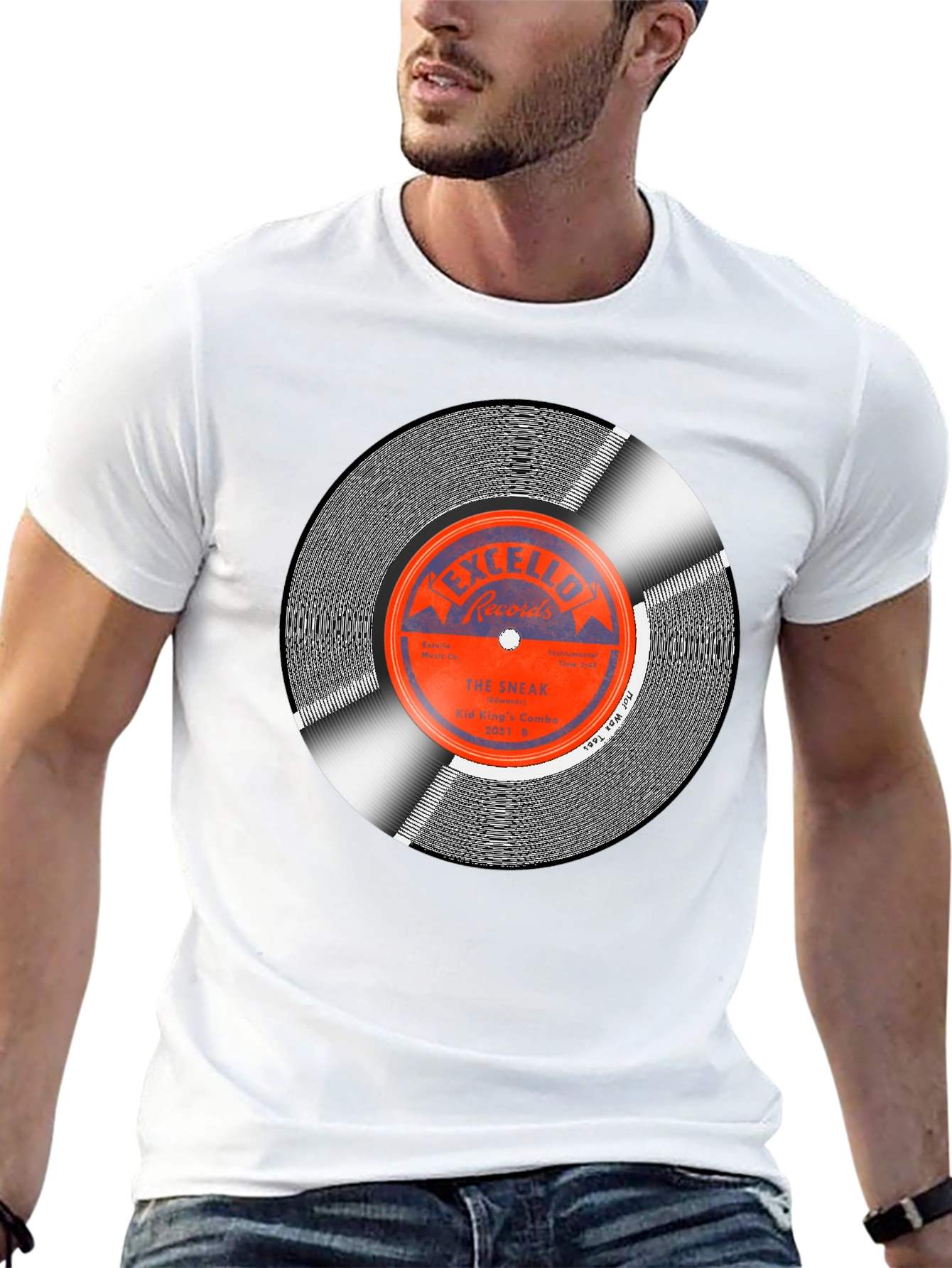 Black Vintage Record Graphic Tee - Retro Music Lover T-Shirt view 13