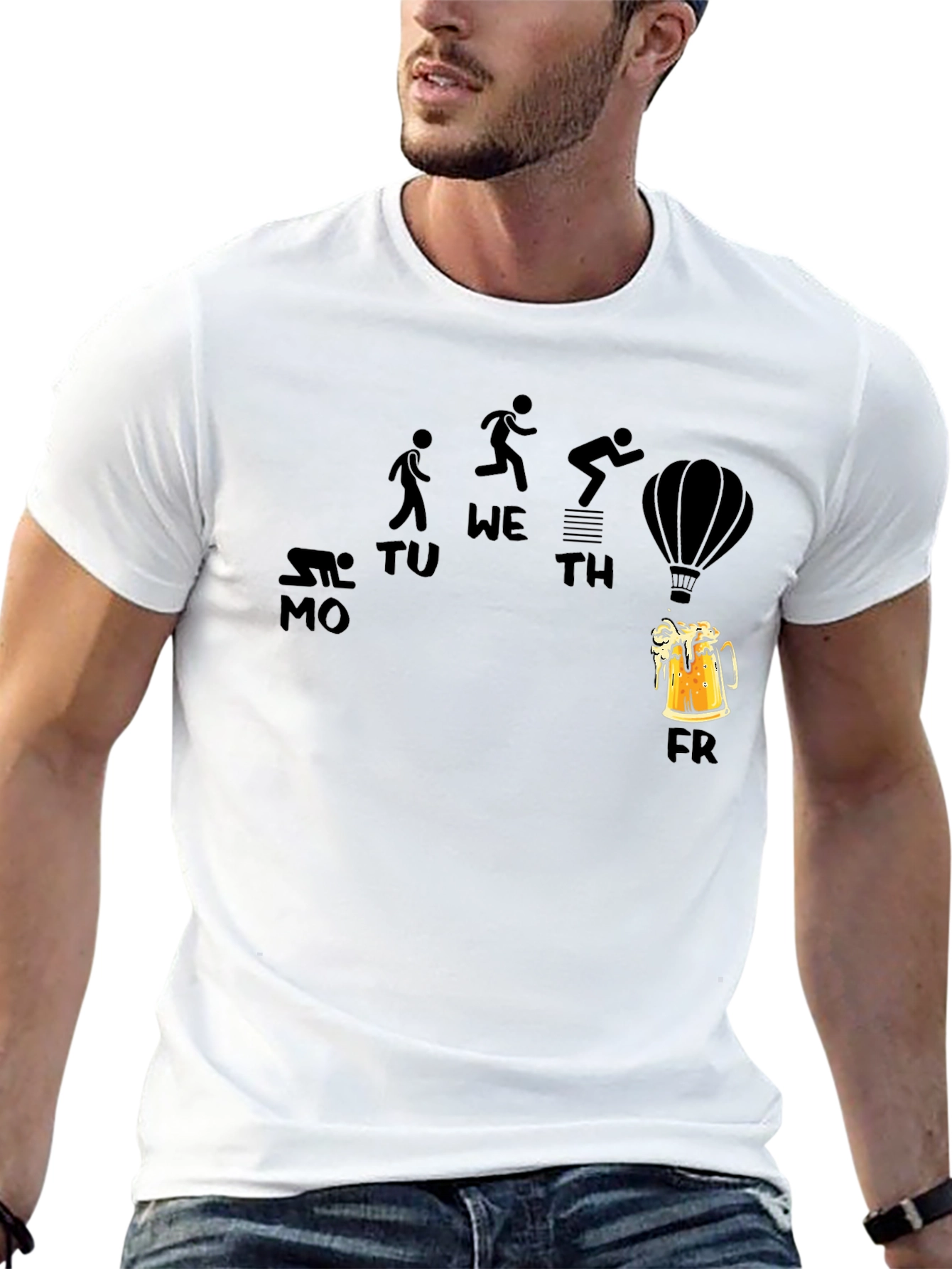 Black Funny Weekday Evolution Beer Friday Graphic T-Shirt view 13