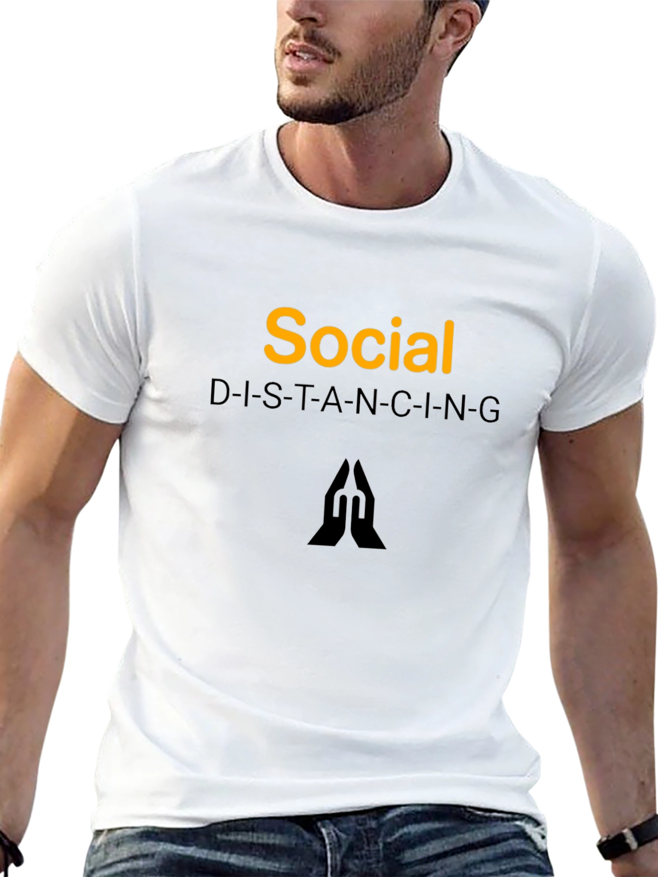 Black Social Distancing Graphic Tee - Black Crew Neck view 13