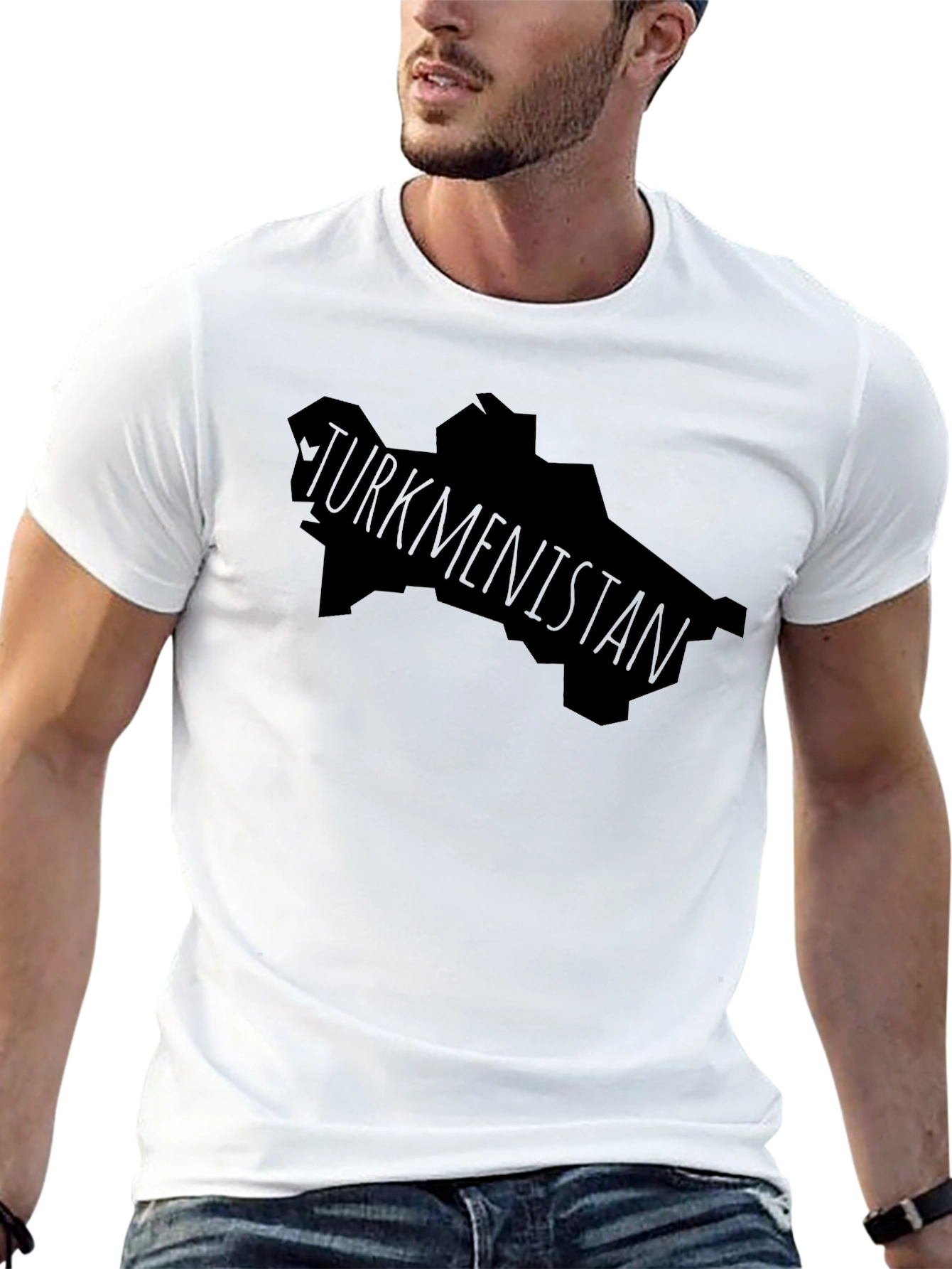 Black Turkmenistan Map T-Shirt, Graphic Tee, Country Pride view 13