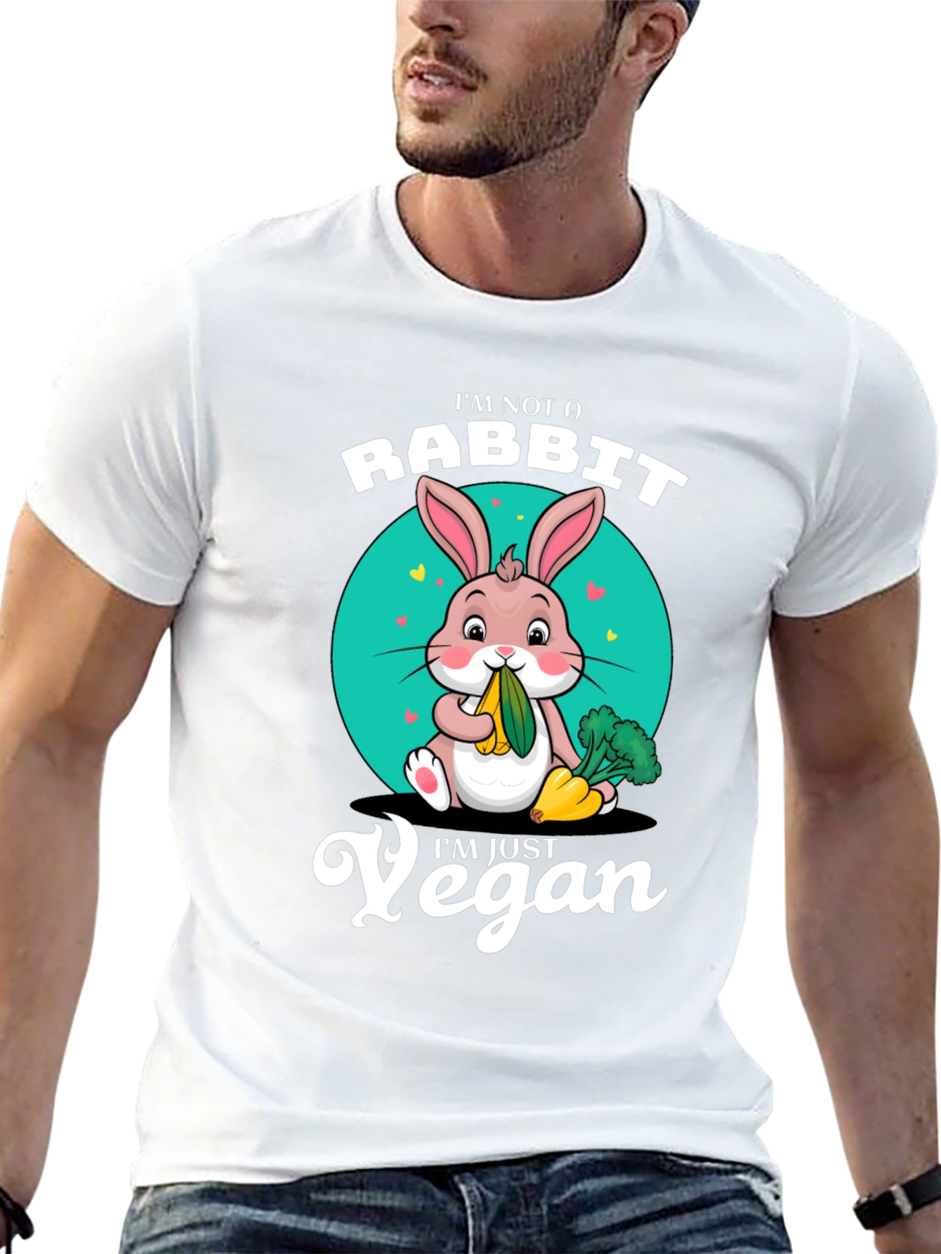 Black Vegan Rabbit T-Shirt: I'm Not a Rabbit, I'm Just Vegan! view 13